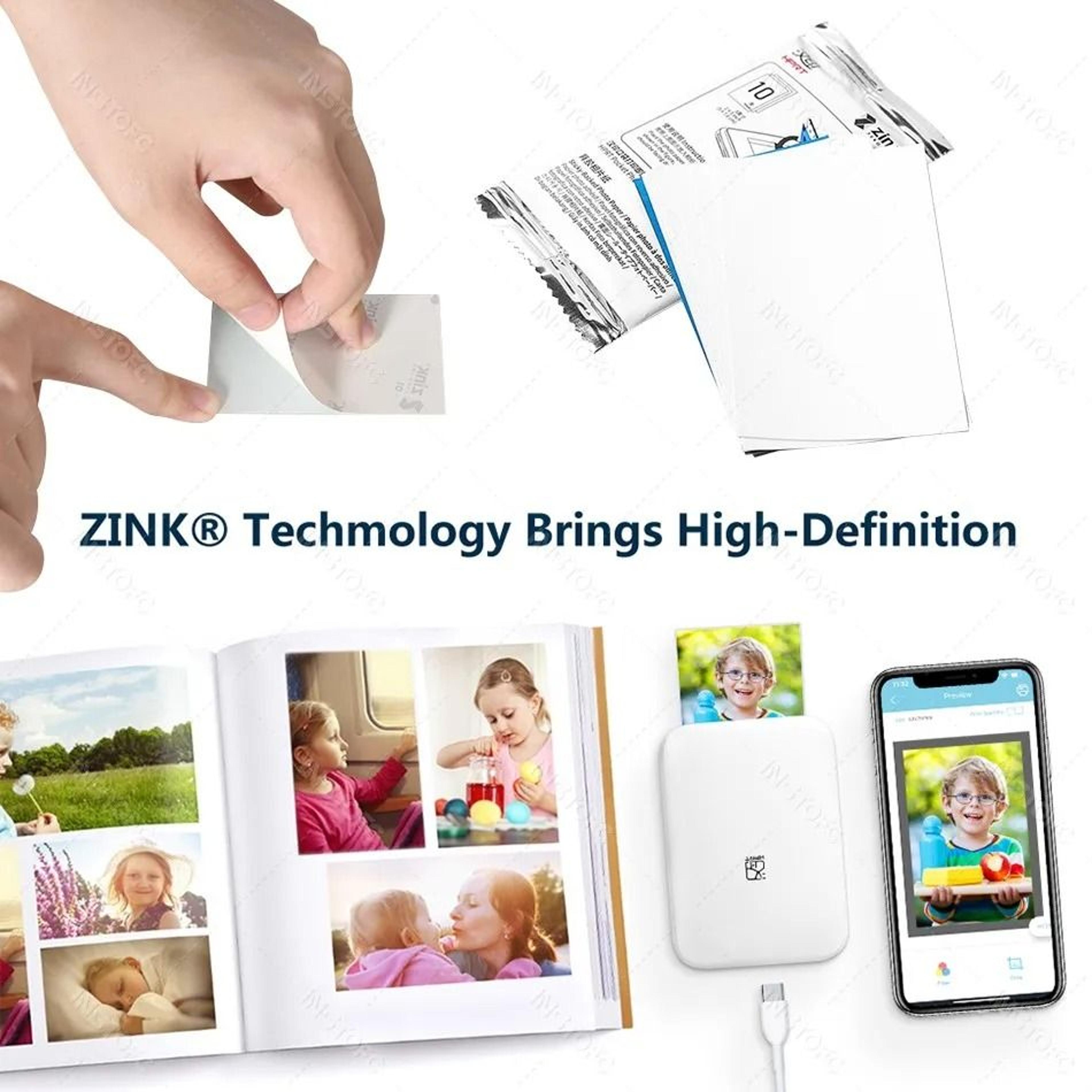mini bluetooth color photo printer – portable 2x3 inch inkless sticker printer