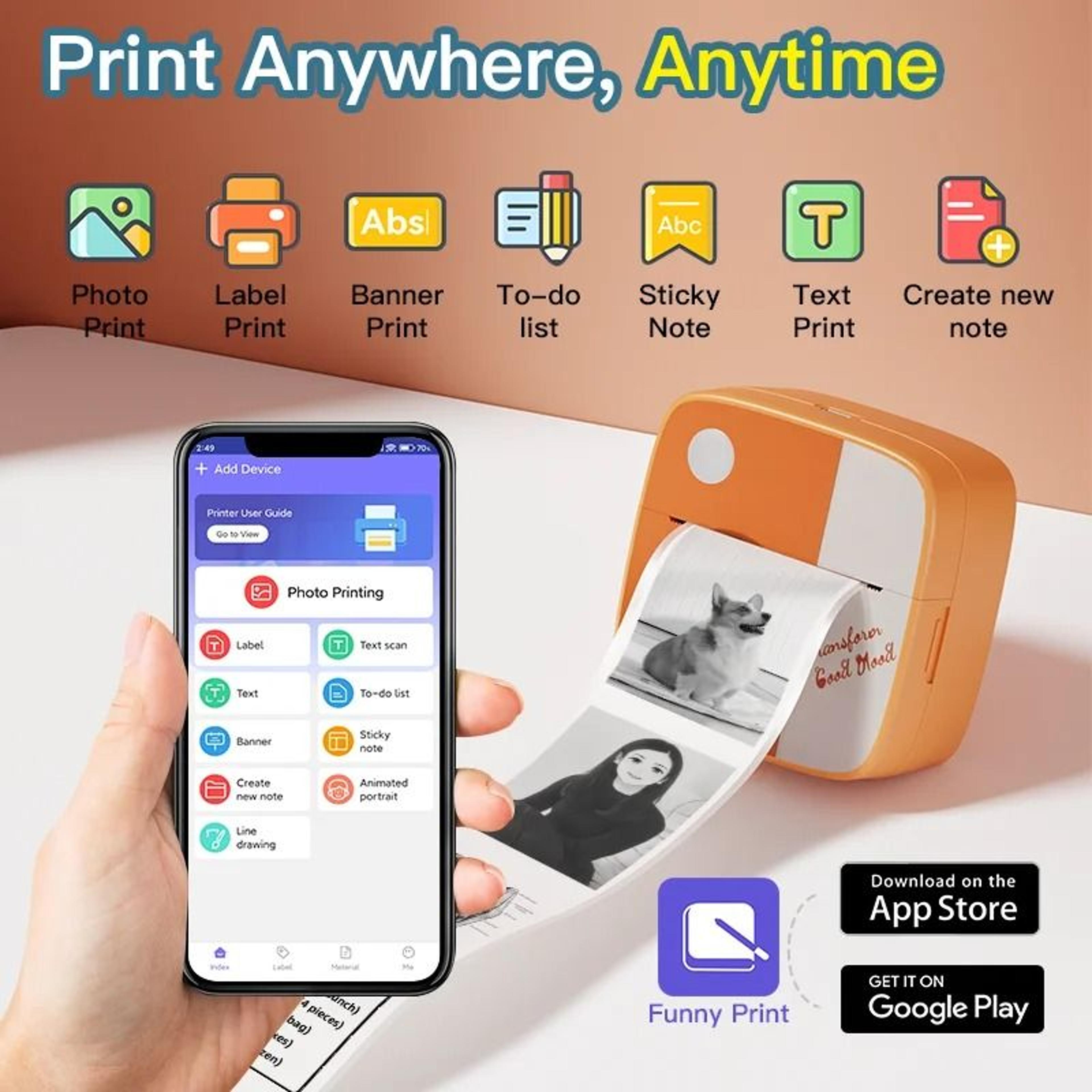 mini bluetooth thermal printer portable inkless photo and sticker maker