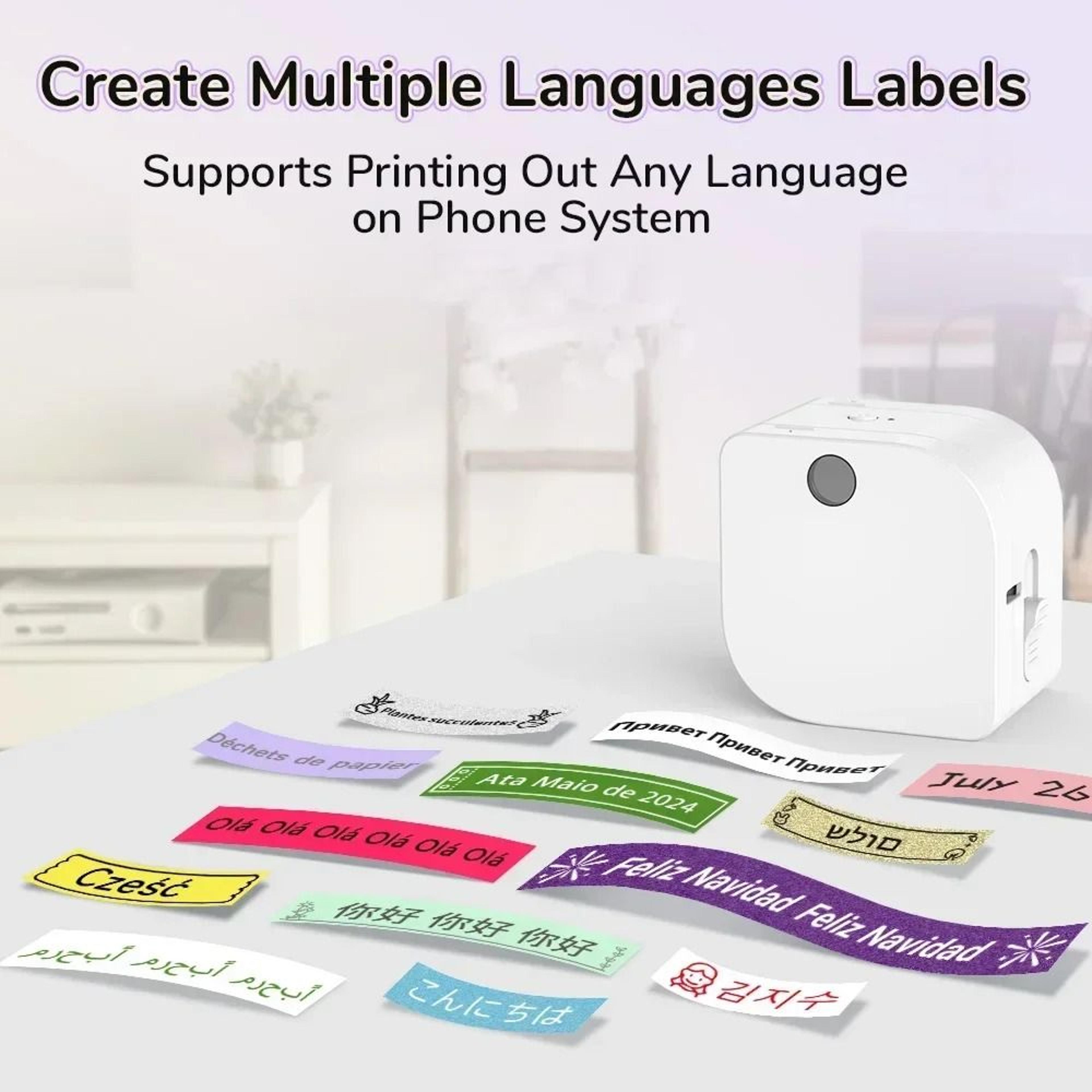 bluetooth label maker with 12mm custom sticker and ribbon printing