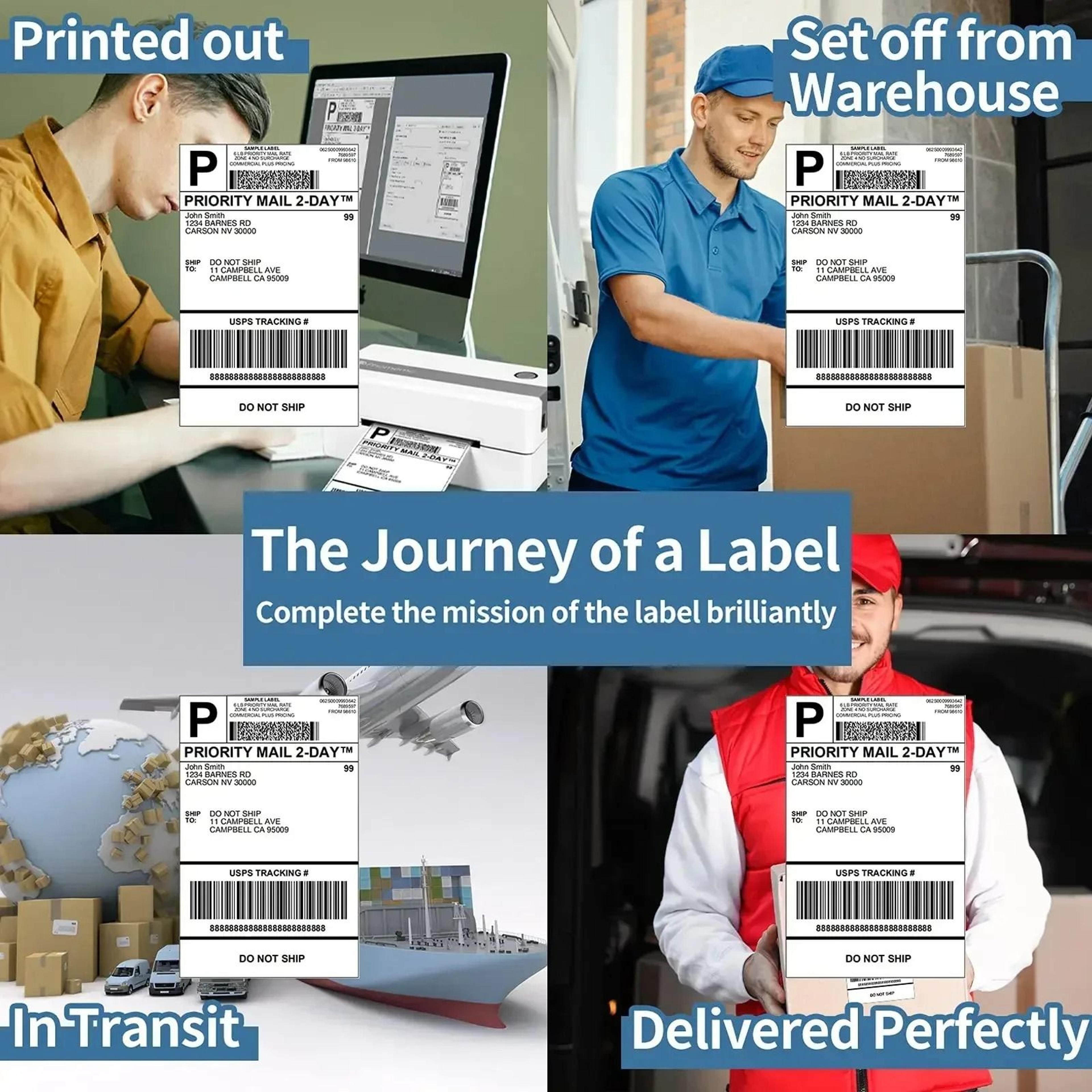 4x6 thermal shipping labels – 500 self-adhesive fanfold stickers