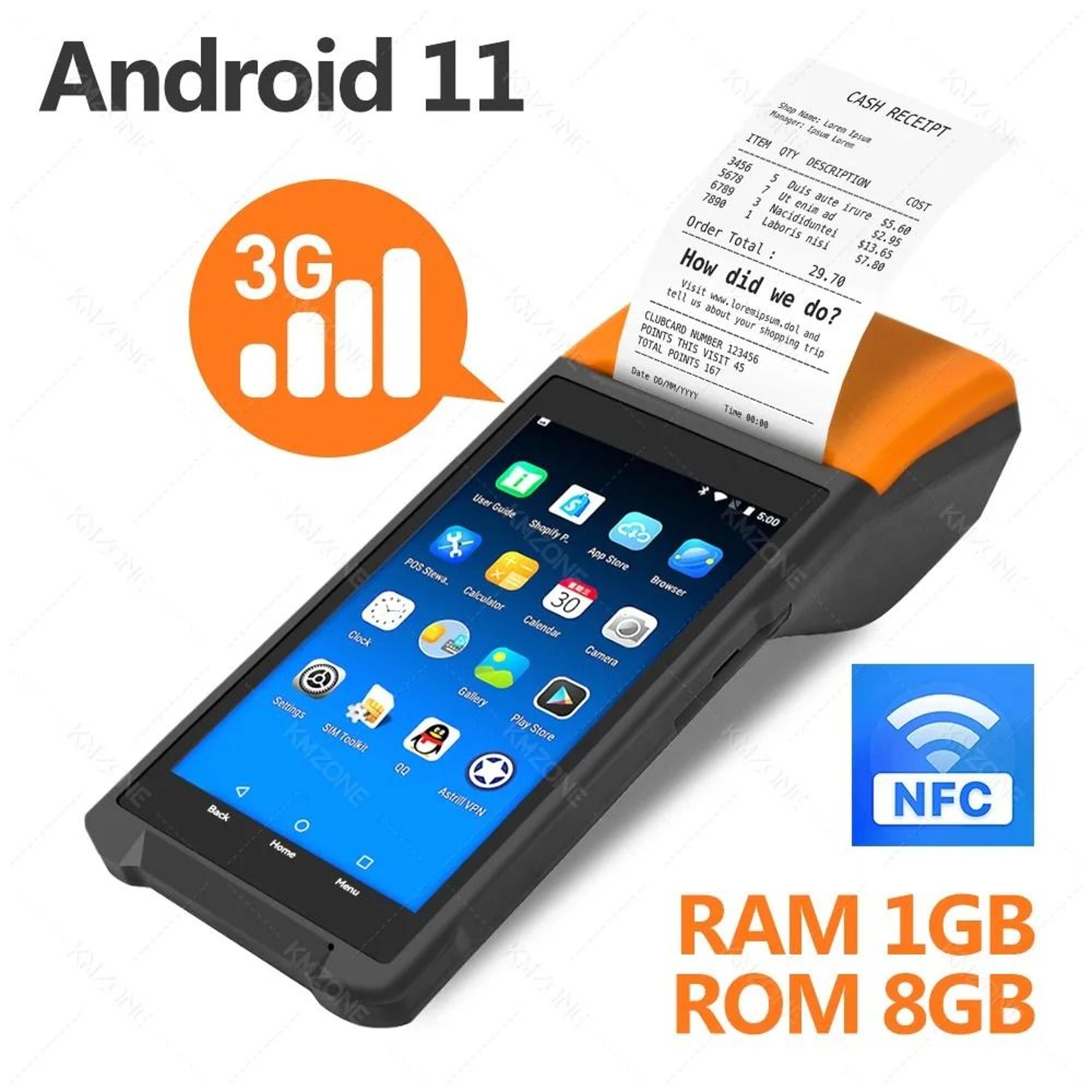 Handheld Android POS Terminal With 58mm Thermal Receipt Printer And US Plug 2