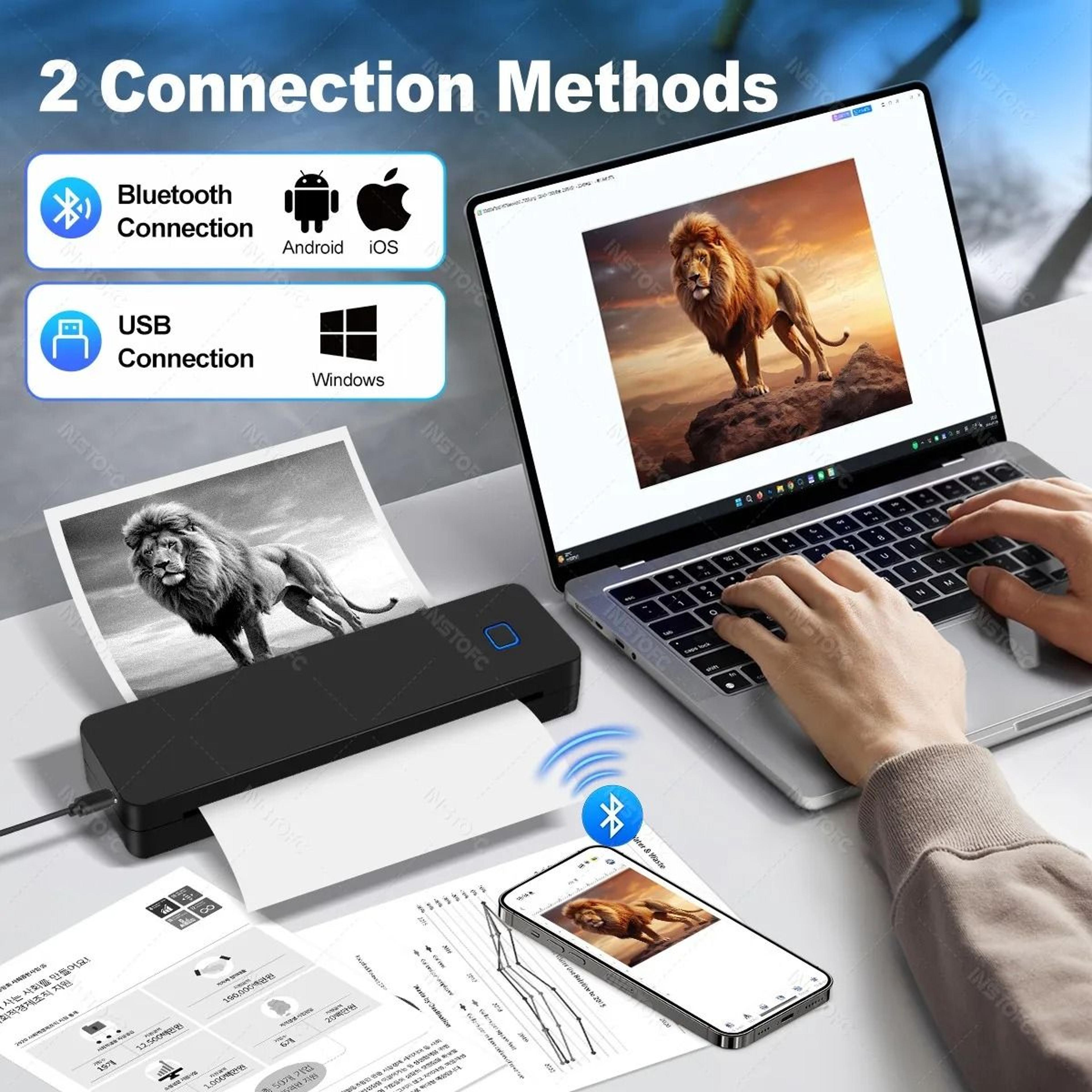 portable a4 wireless thermal printer for home office and travel