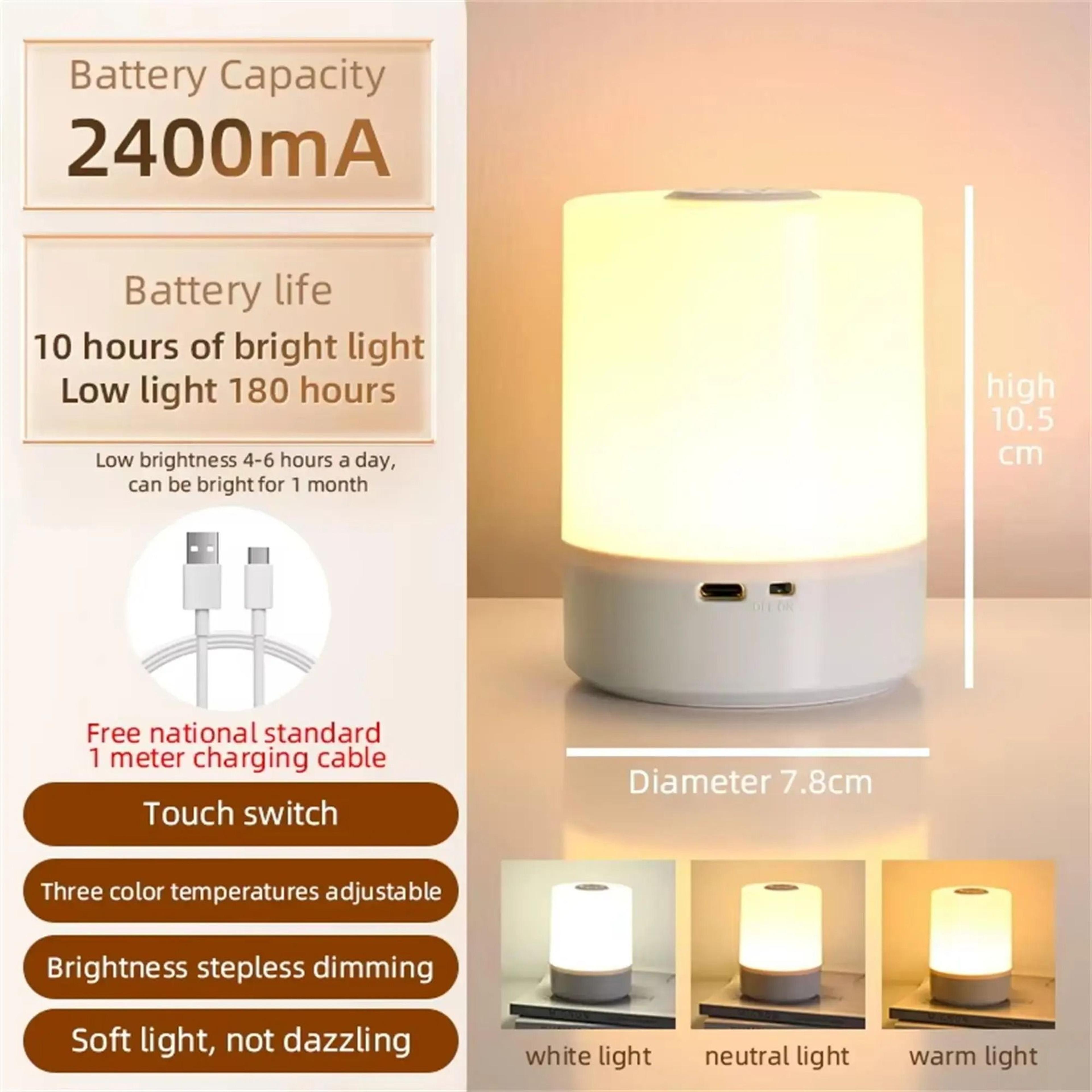usb rechargeable touch led night light with 3 color modes