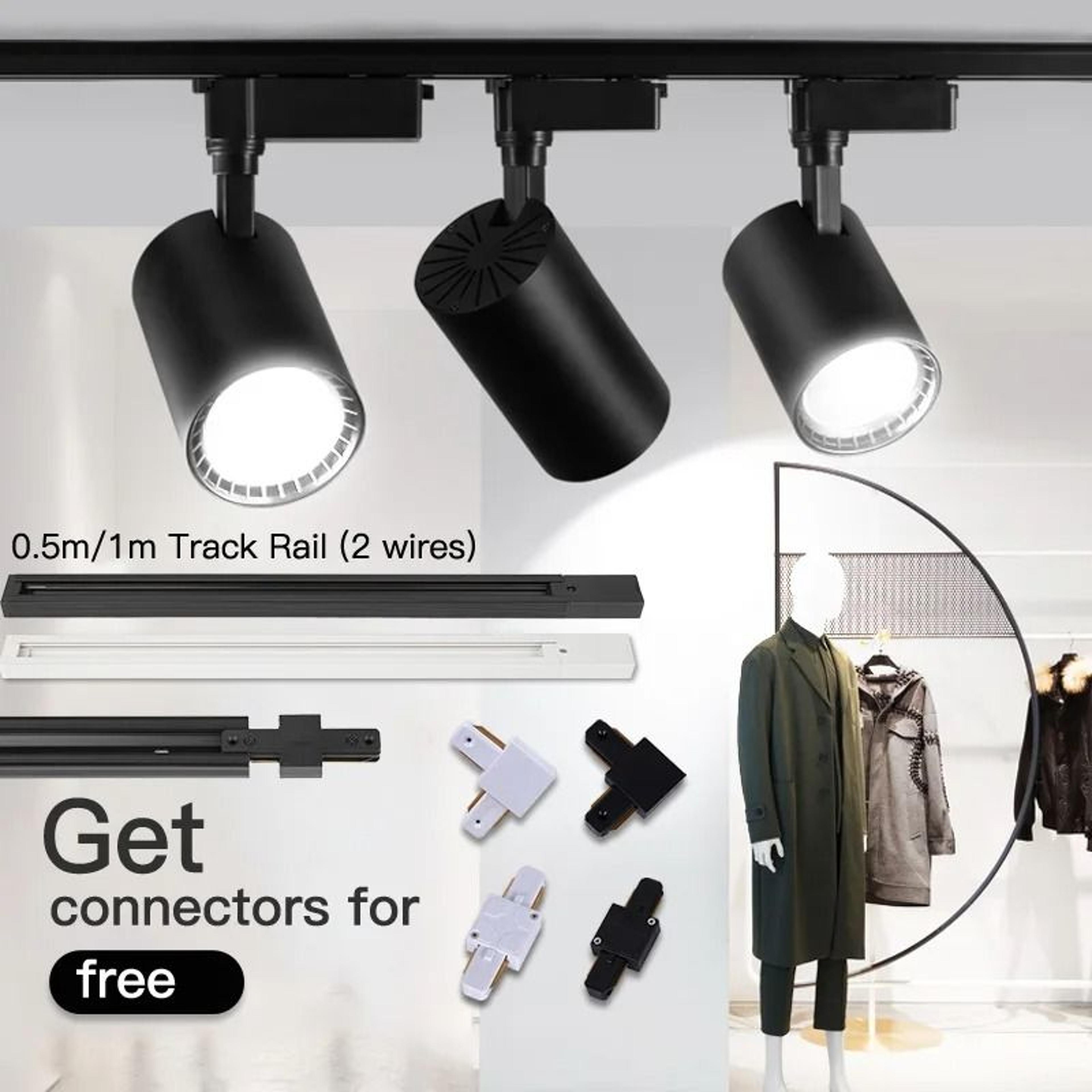 0.5m 1m led track light rails with straight and l shape connectors