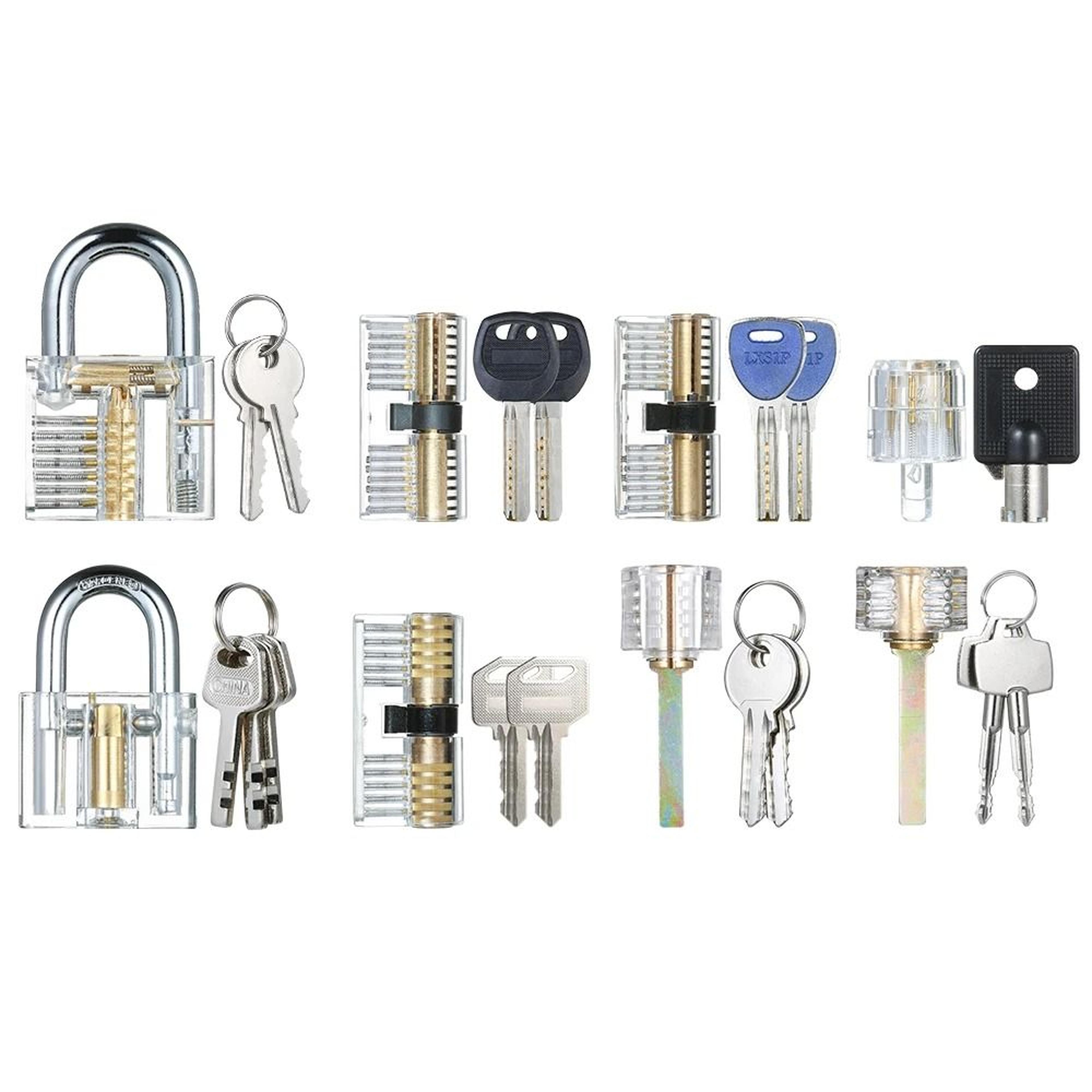 8 piece transparent practice lock set for beginner locksmith training