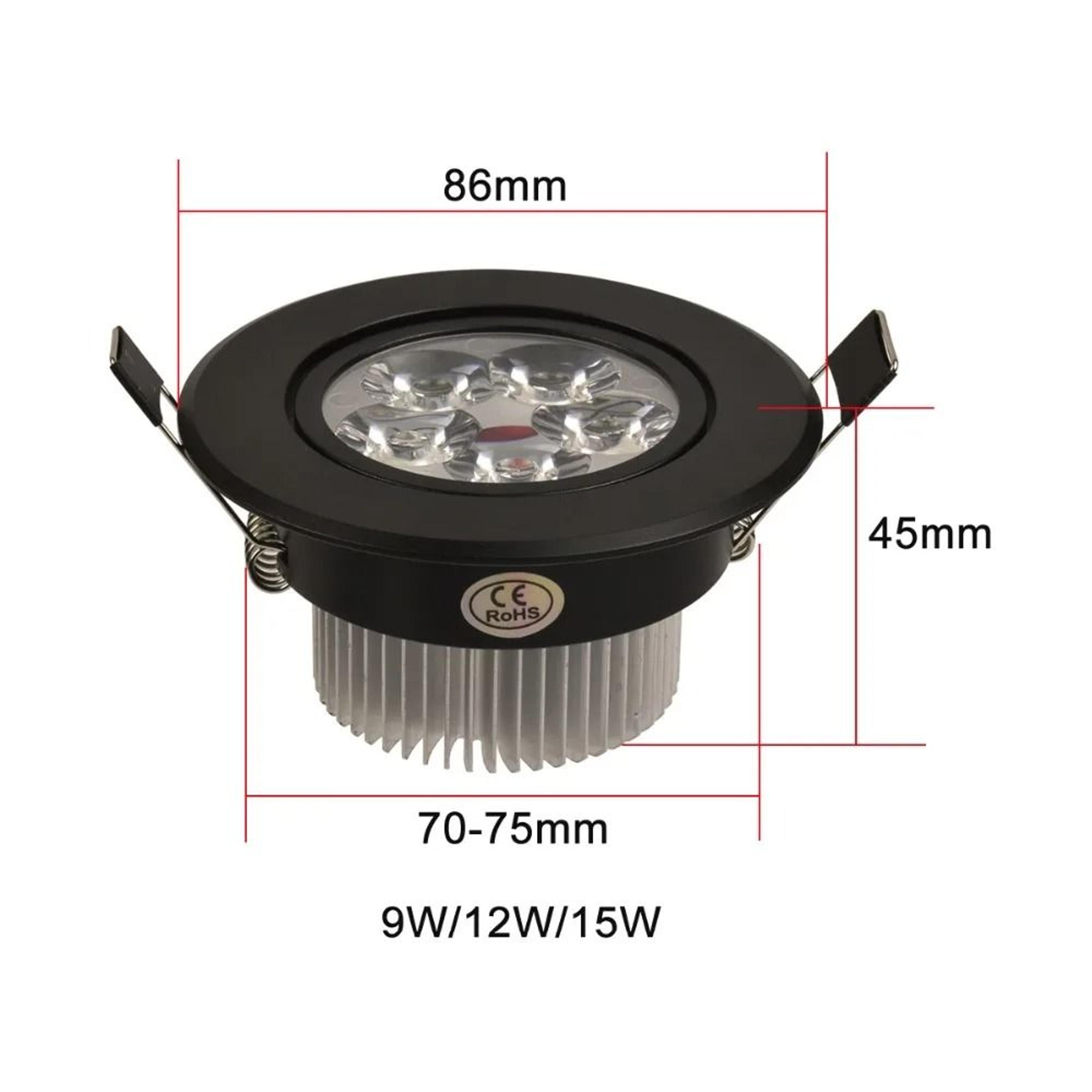 Black Dimmable LED Recessed Downlight 9W 12W 15W 1