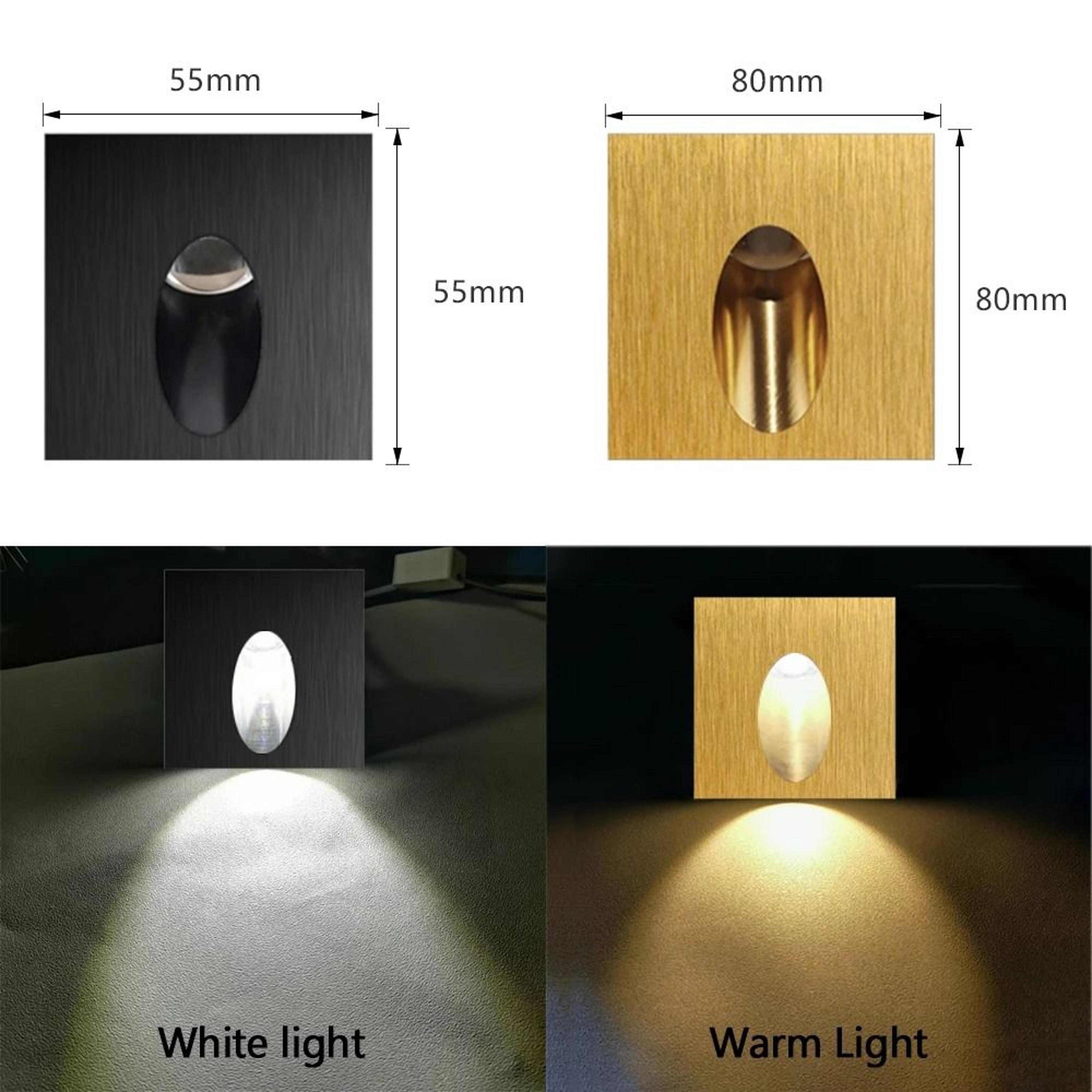 recessed led stair step wall light with aluminum housing and mounting box