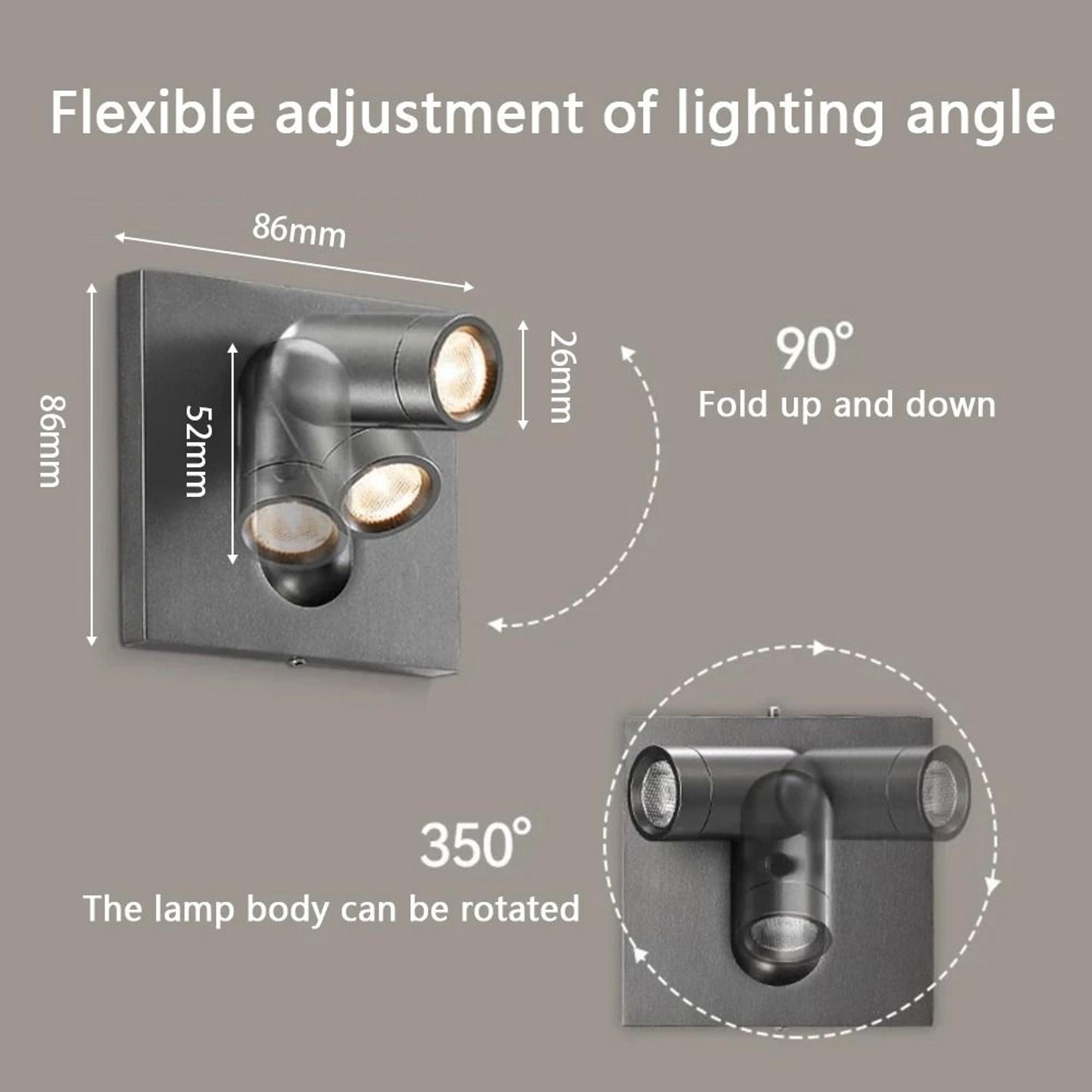 Adjustable Chrome Recessed Bedside Reading Wall Lamp With Switch 9