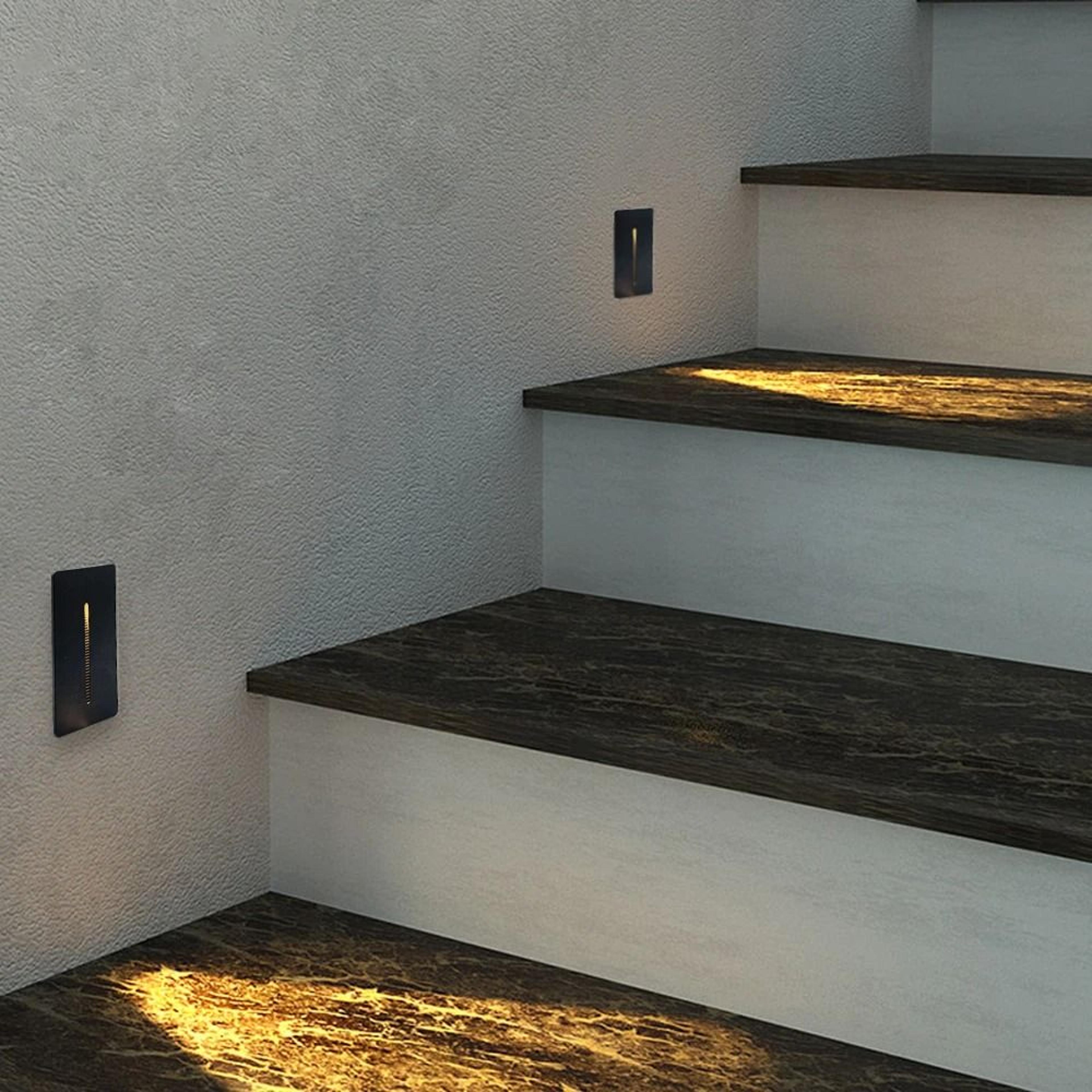 2w 3w recessed led stair step wall light with mounting box
