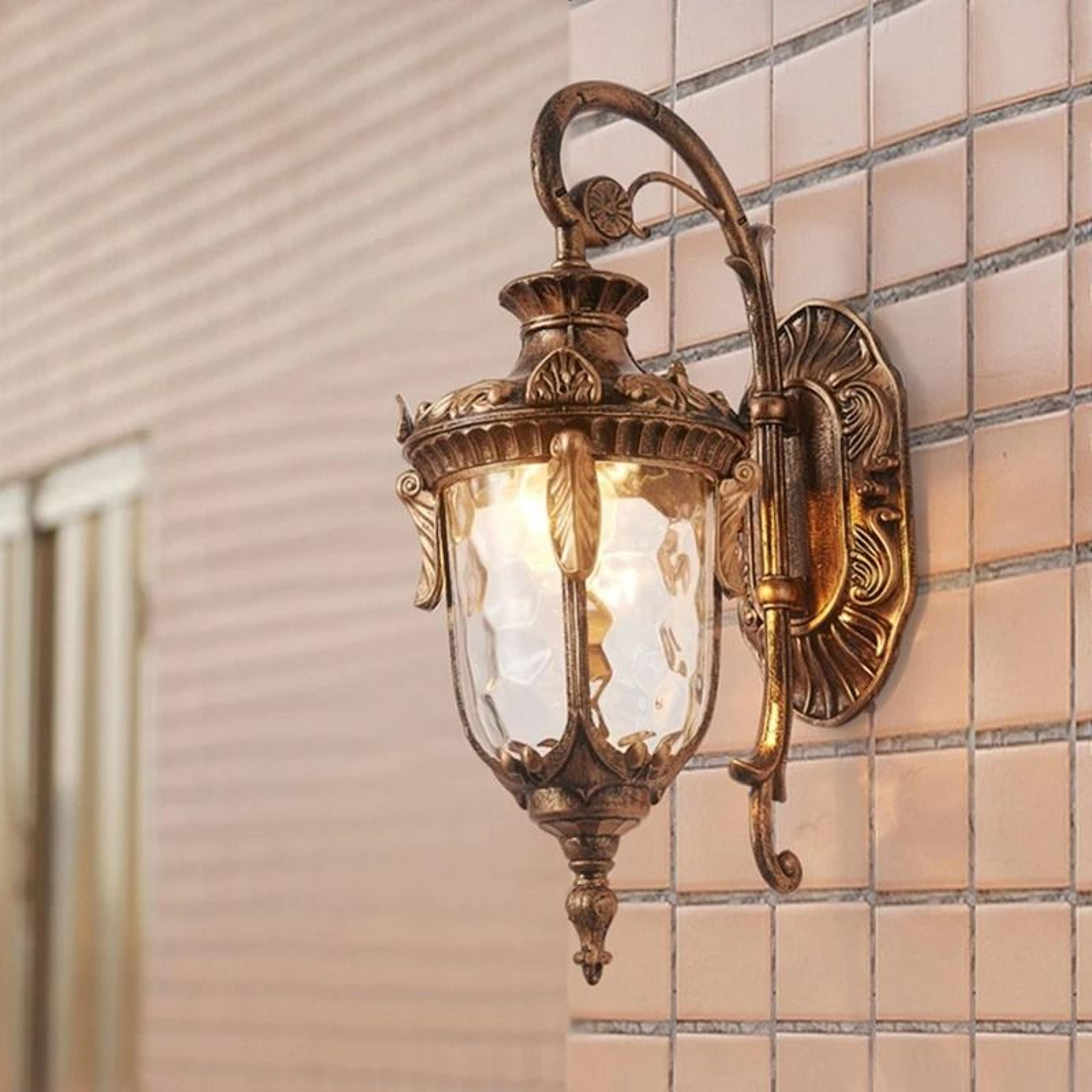 Vintage Bronze Glass Outdoor Wall Sconce With E27 Socket 2