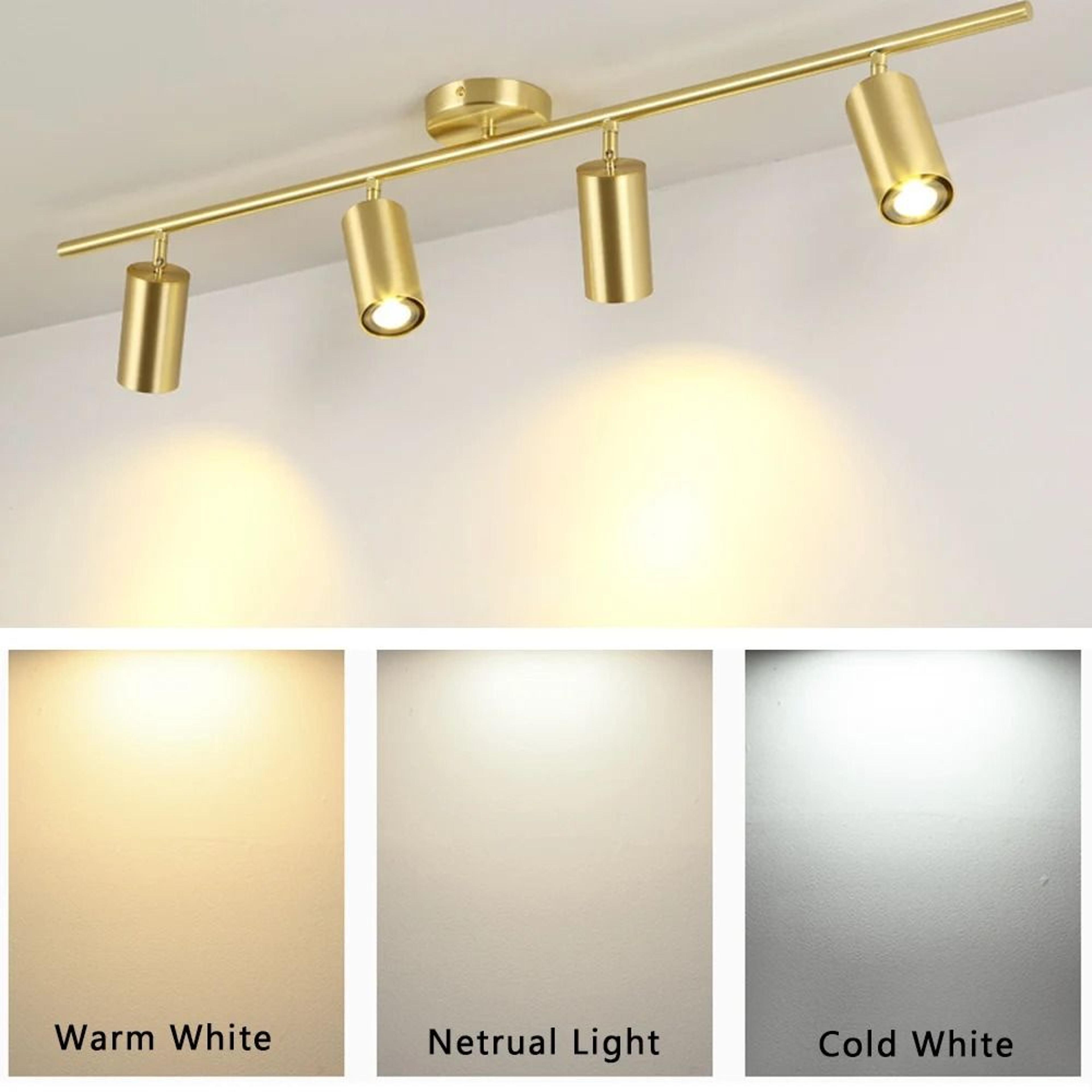 gold double or triple head led surface mounted ceiling spotlight
