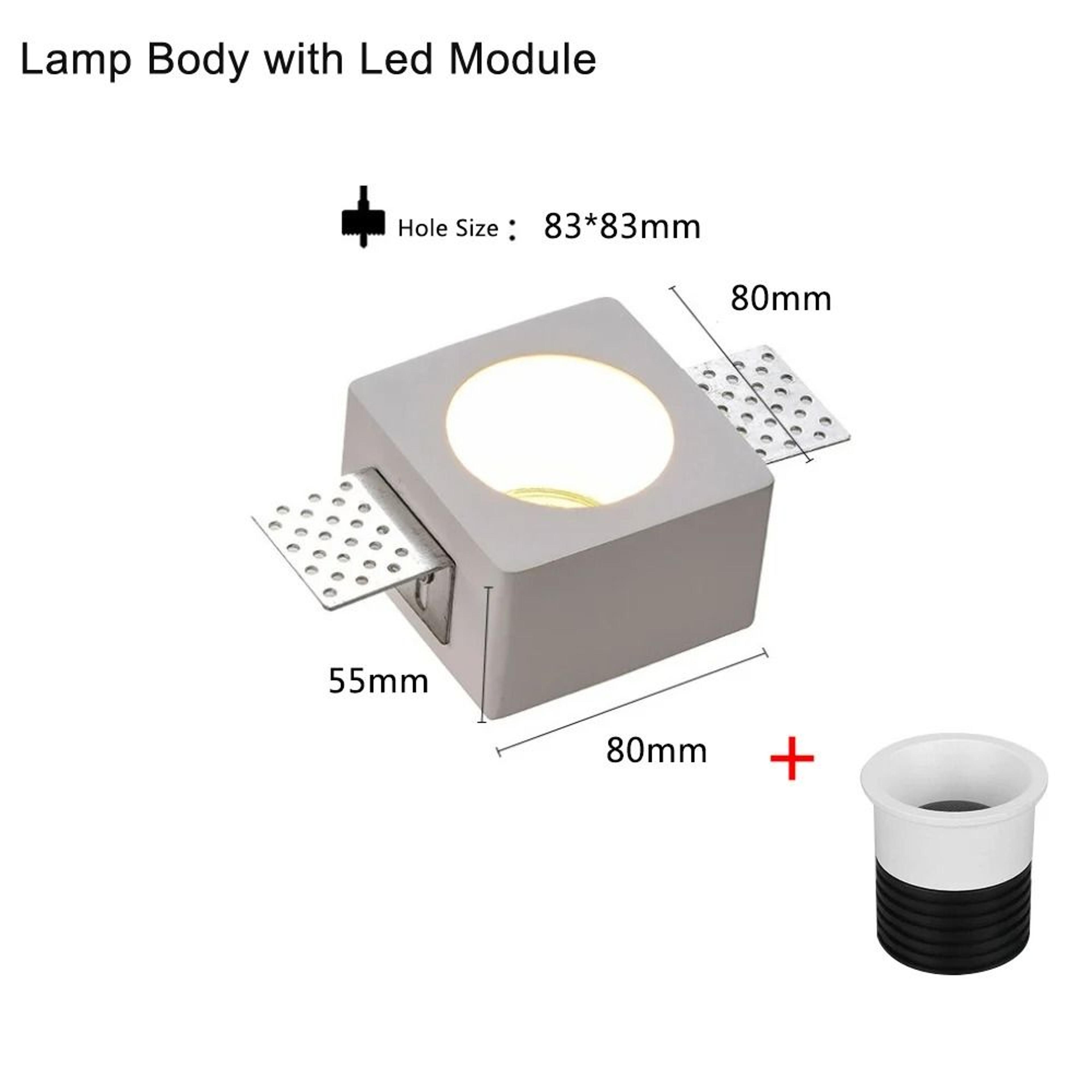 GU10 Gypsum Recessed Ceiling Spotlight Round Or Square Trimless Downlight 3