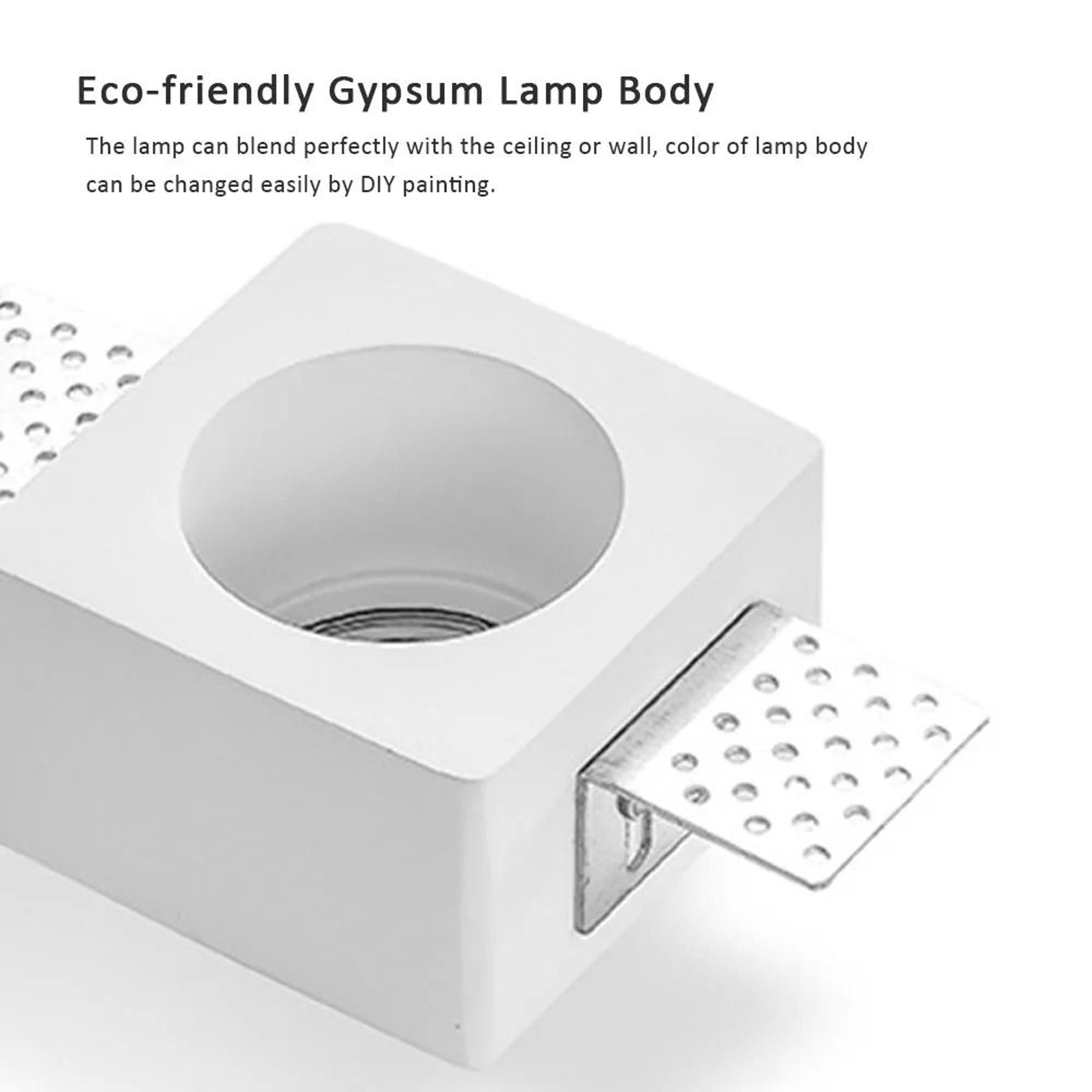 GU10 Gypsum Recessed Ceiling Spotlight Round Or Square Trimless Downlight 4
