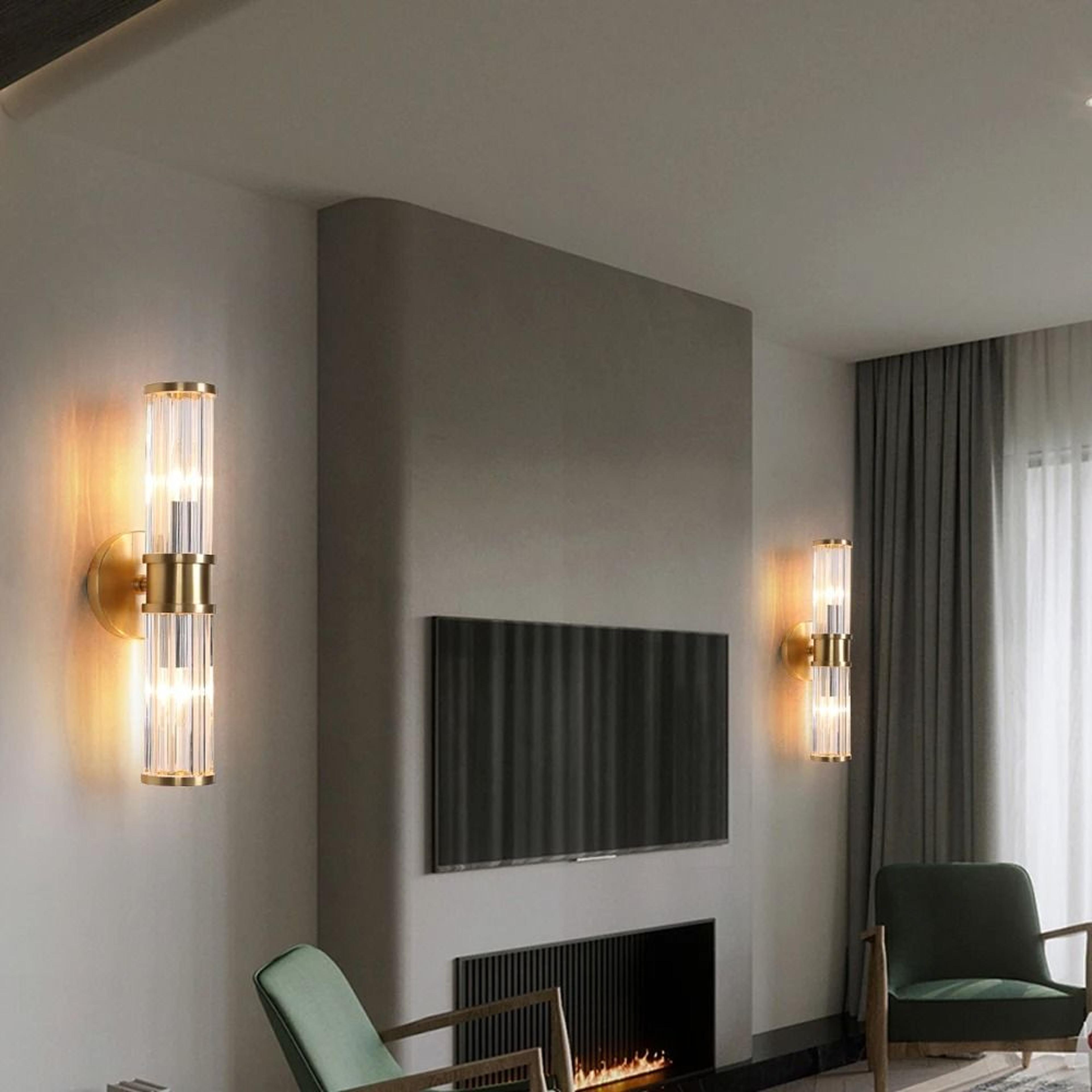 modern gold double head up and down wall sconce for bedroom and hallway