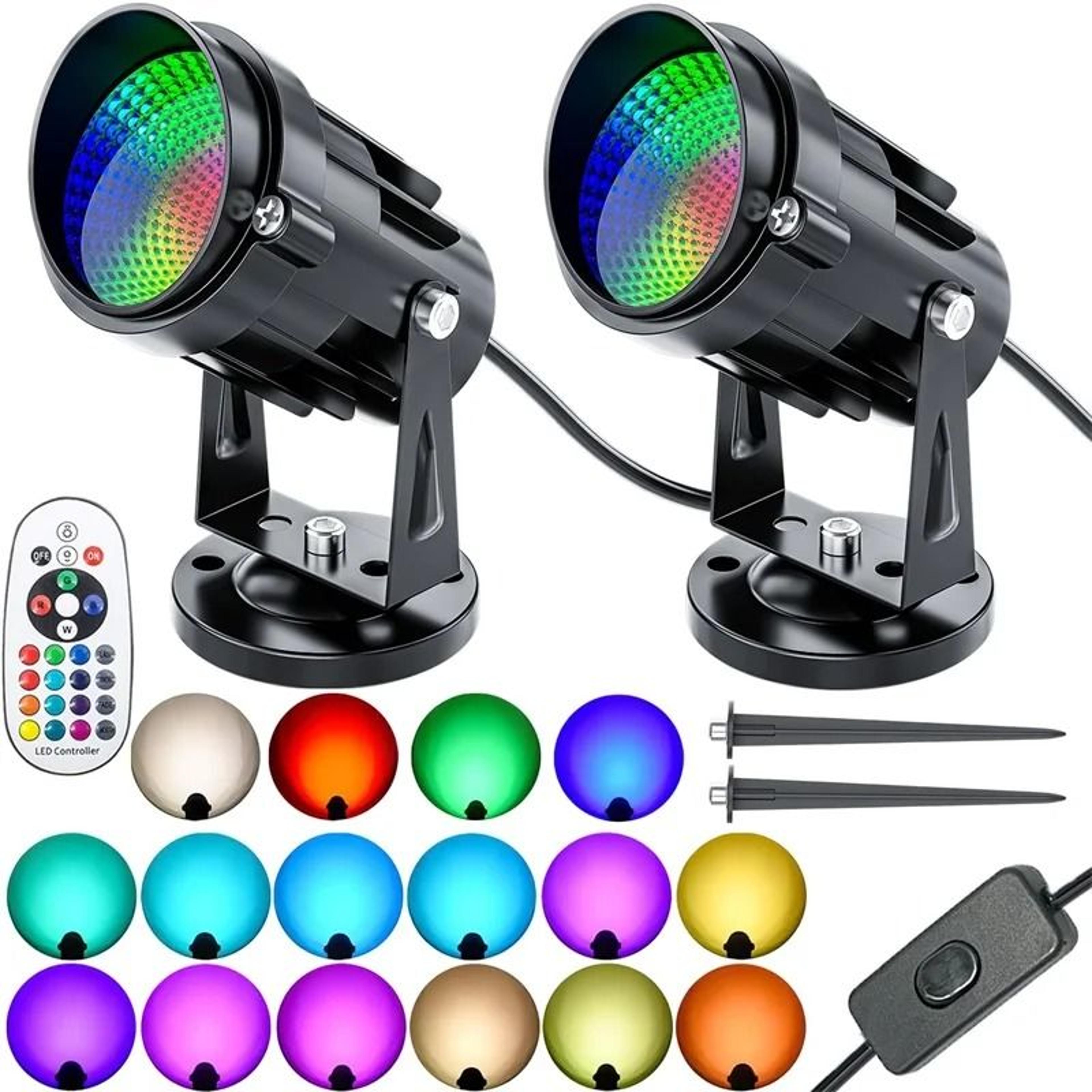 2 pack 10w rgbw led color changing indoor floor spotlights with remote