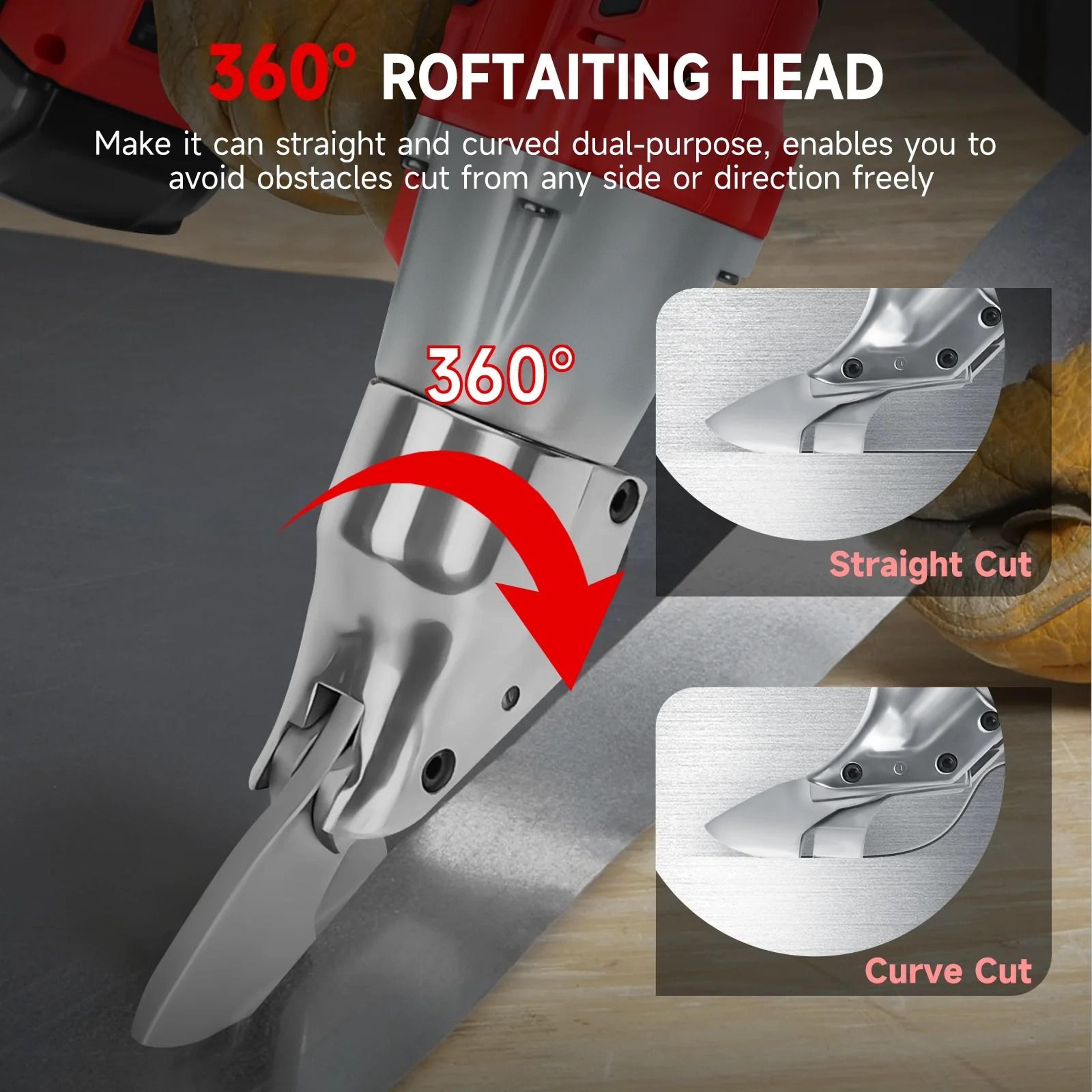 400W Brushless Cordless Electric Metal Shears With 360 Rotating Head For Milwaukee 18V Batteries 2
