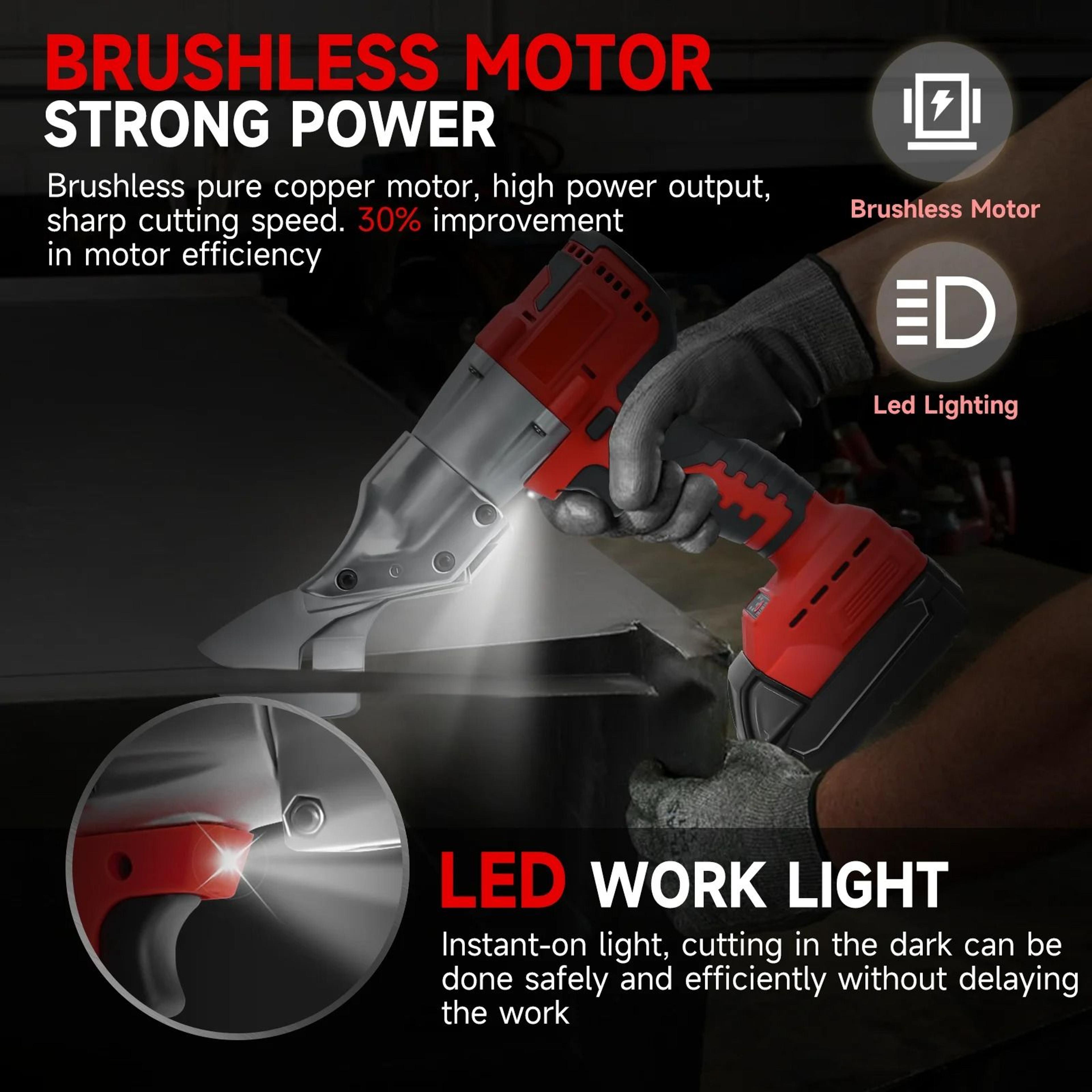 400W Brushless Cordless Electric Metal Shears With 360 Rotating Head For Milwaukee 18V Batteries 6