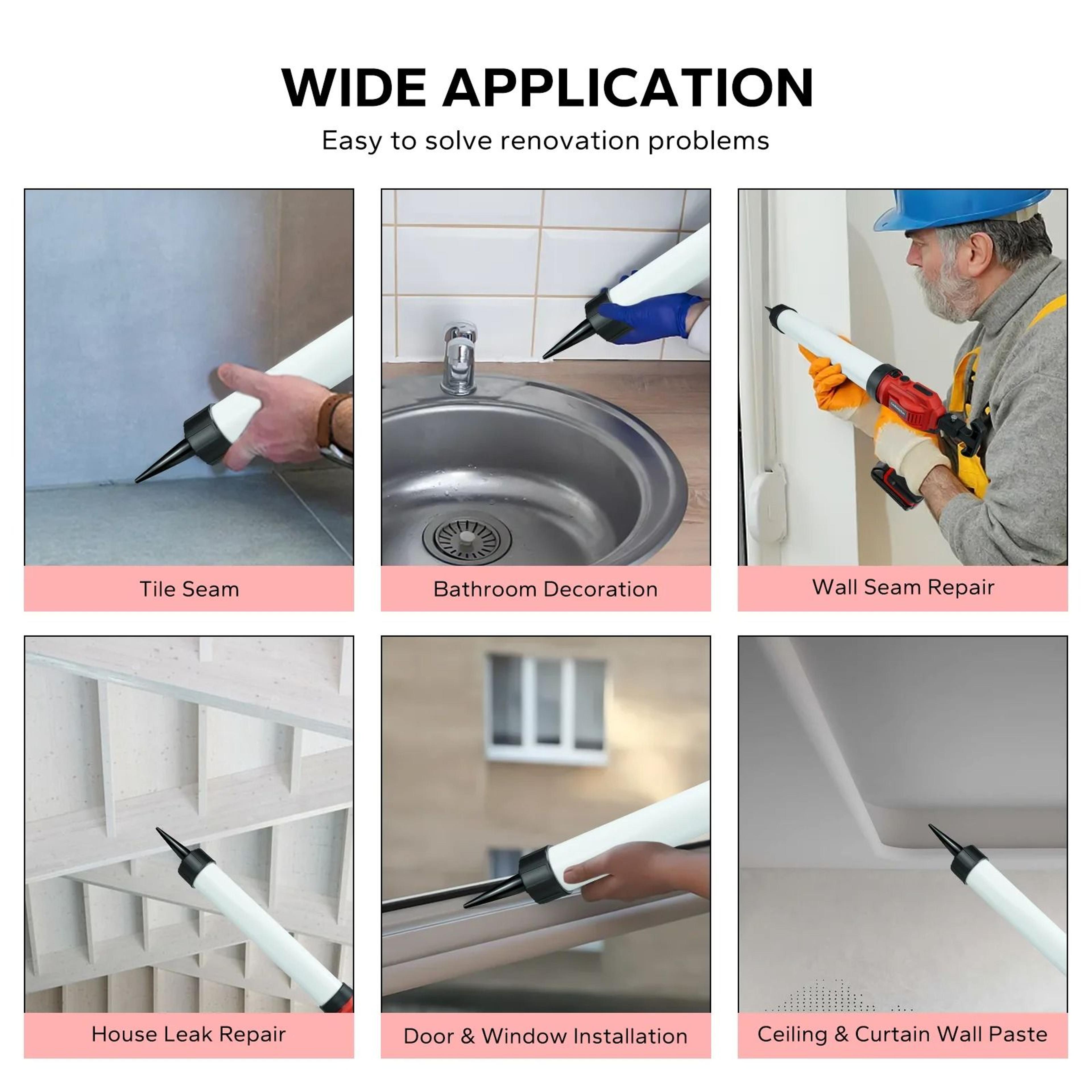 600ml Cordless Electric Sausage Caulking Gun With 4Speed Control For Milwaukee 18V Batteries 3