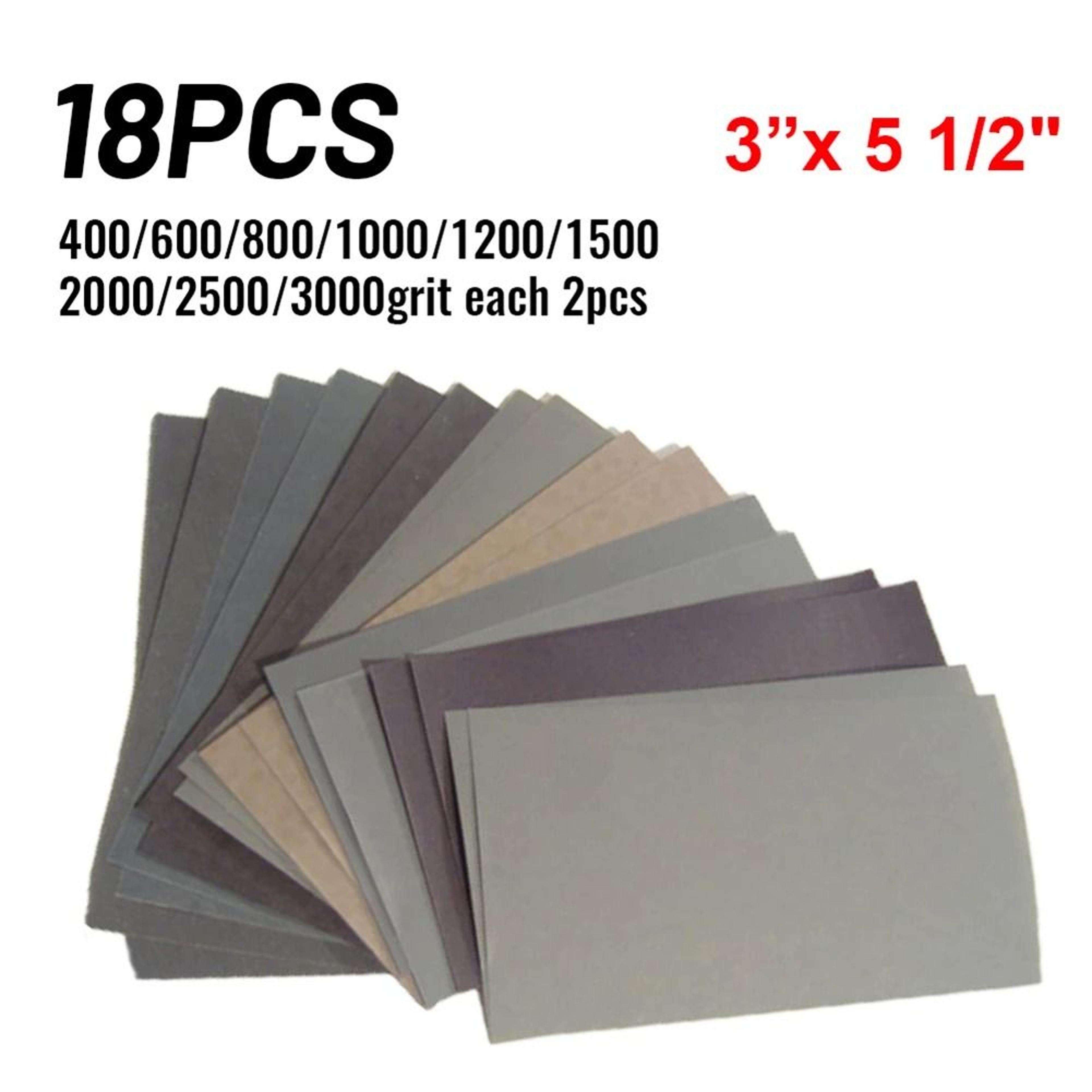 18-piece wet and dry sandpaper set 400-3000 grit for wood and metal polishing