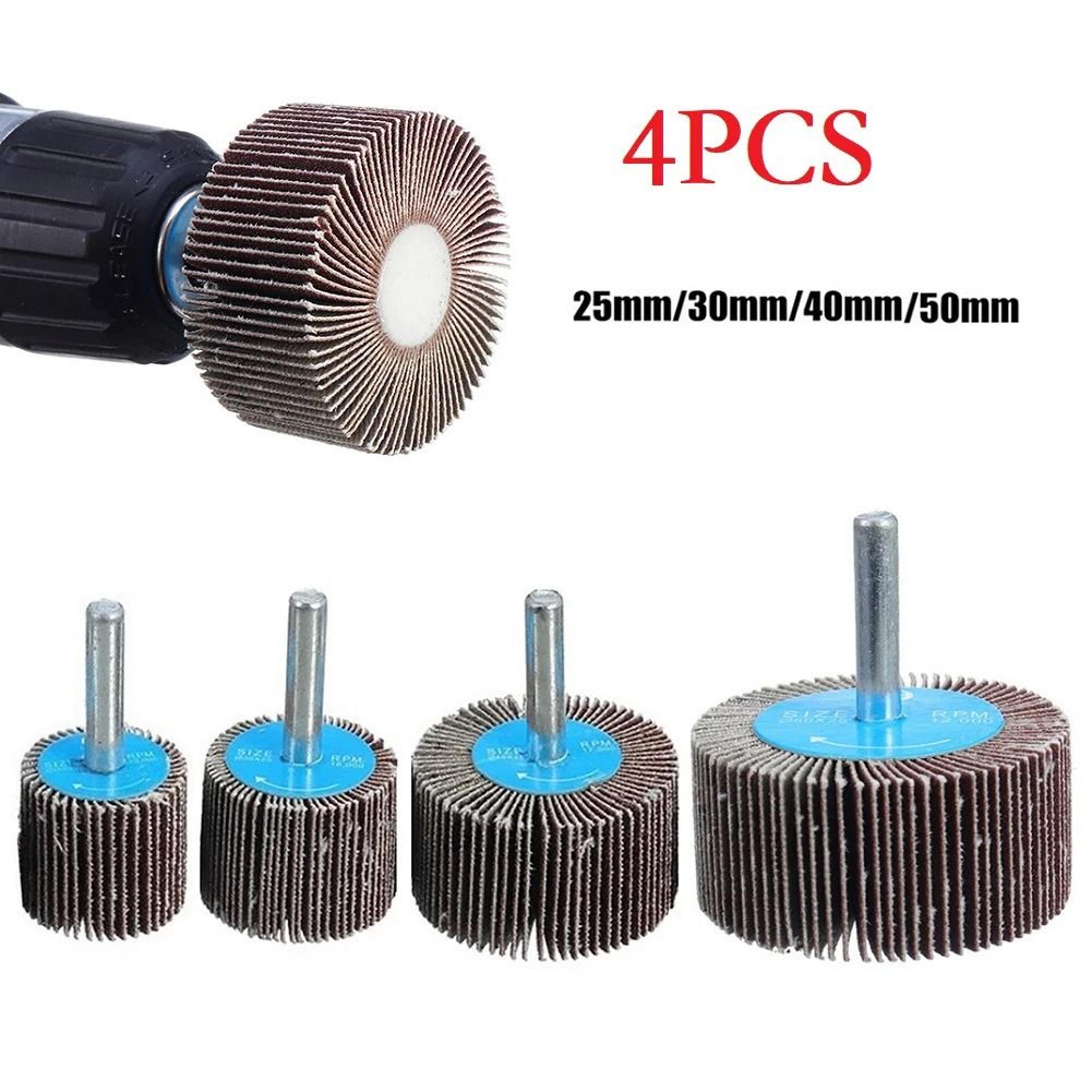 4-piece 80 grit emery cloth sanding flap wheel set with 6mm shank