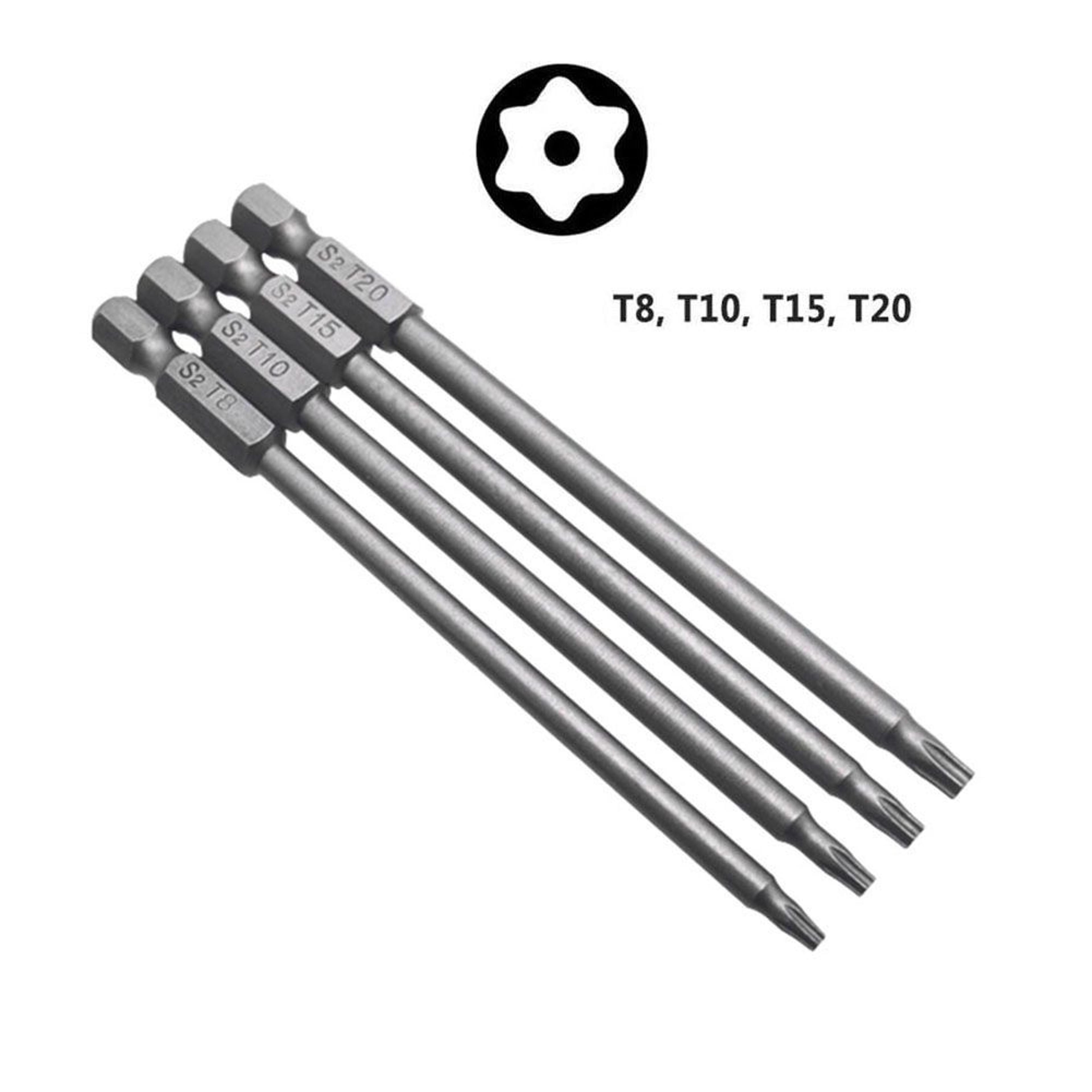 4Piece 100mm Long Screwdriver Bit Set With 14Inch Hex Shank 3