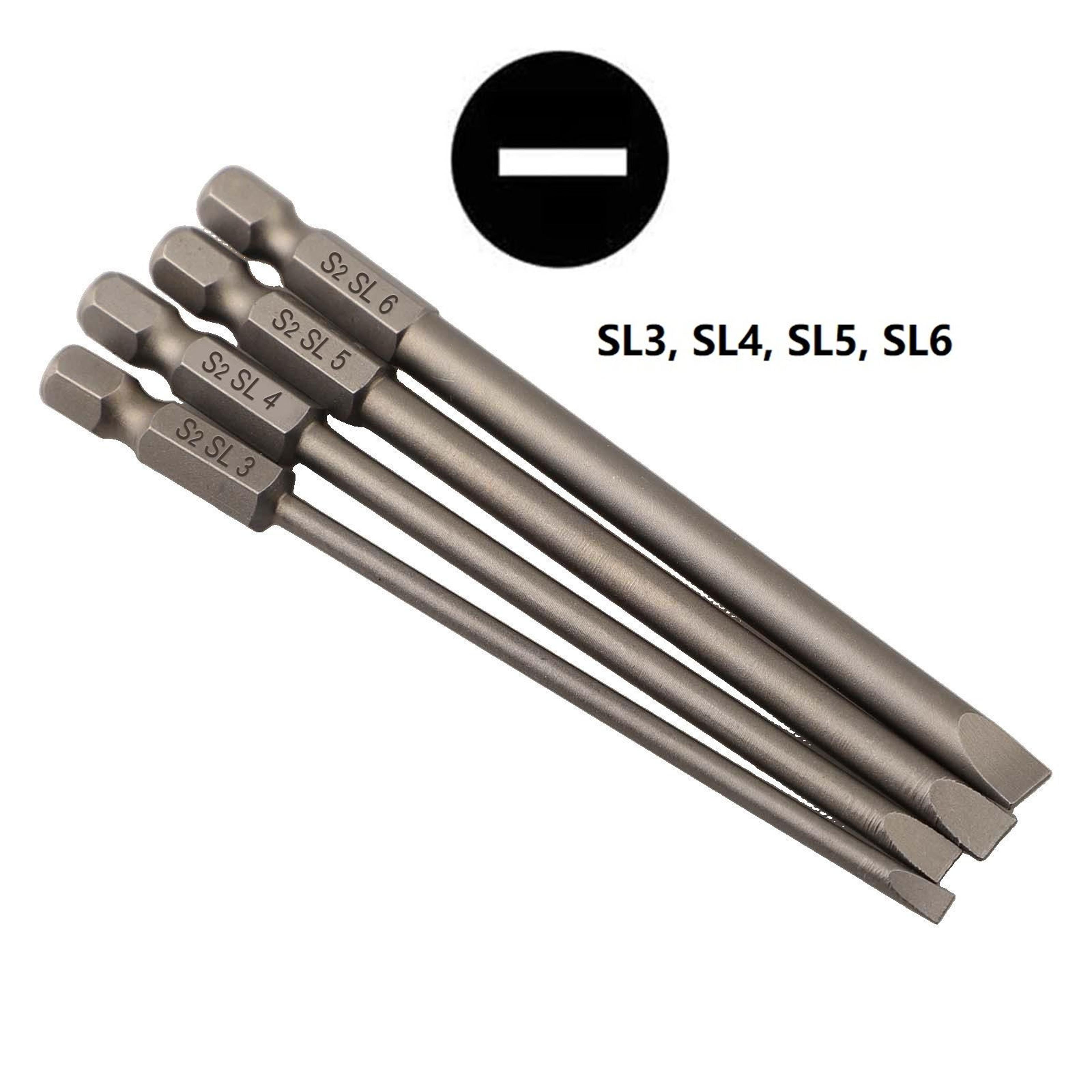 4Piece 100mm Long Screwdriver Bit Set With 14Inch Hex Shank 2