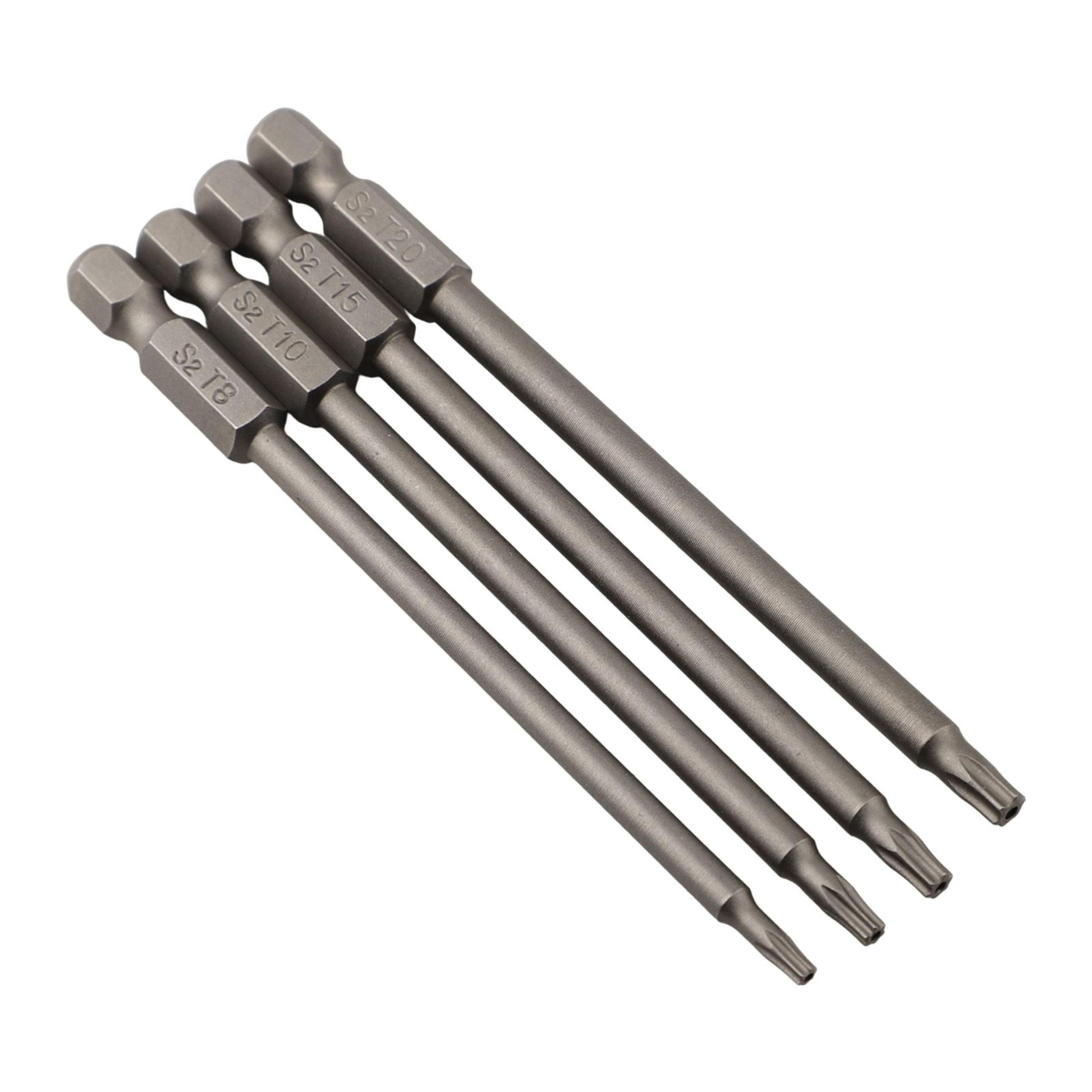 4Piece 100mm Long Screwdriver Bit Set With 14Inch Hex Shank 6