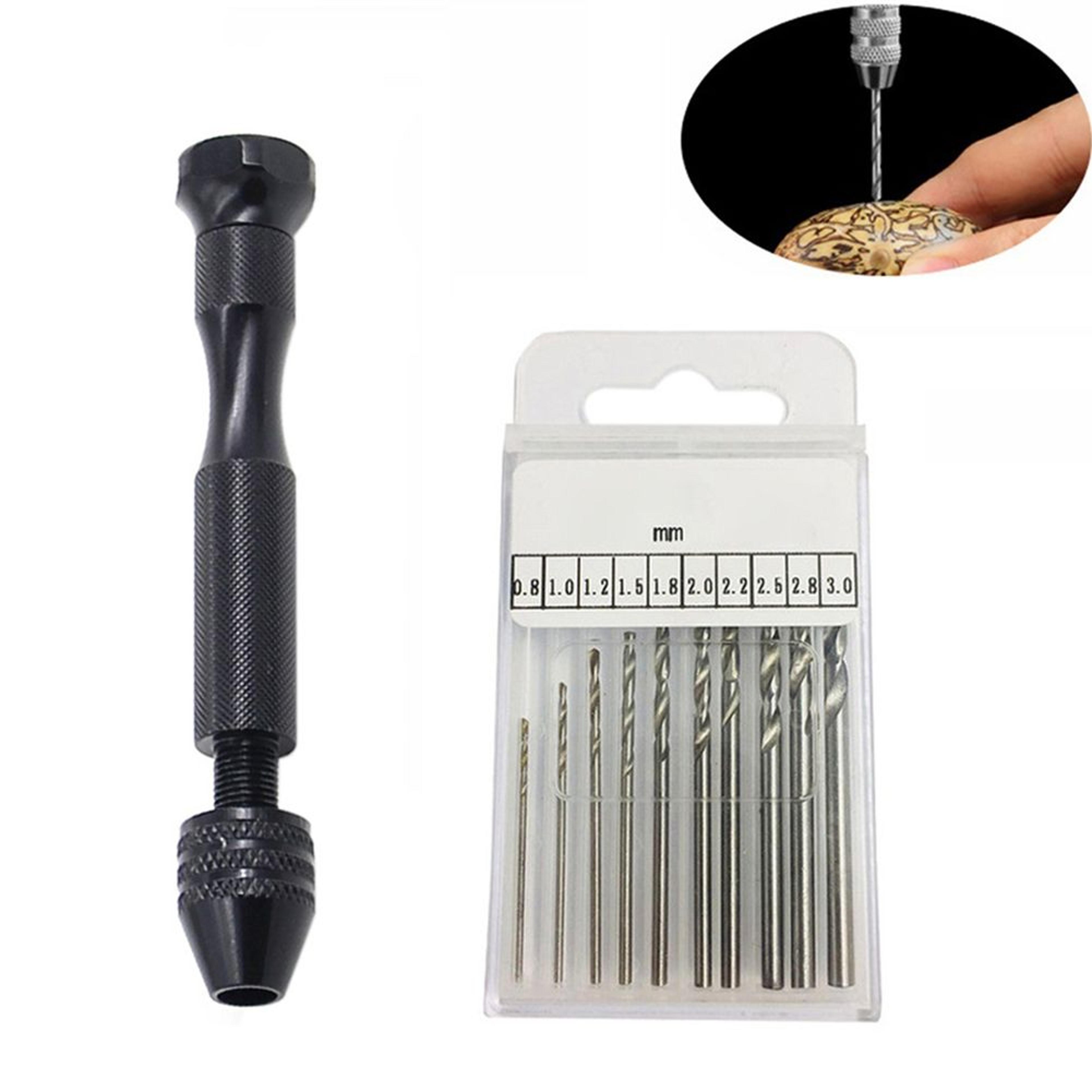 Mini Precision Hand Drill Set With 10 Drill Bits For Woodworking And Crafts 3