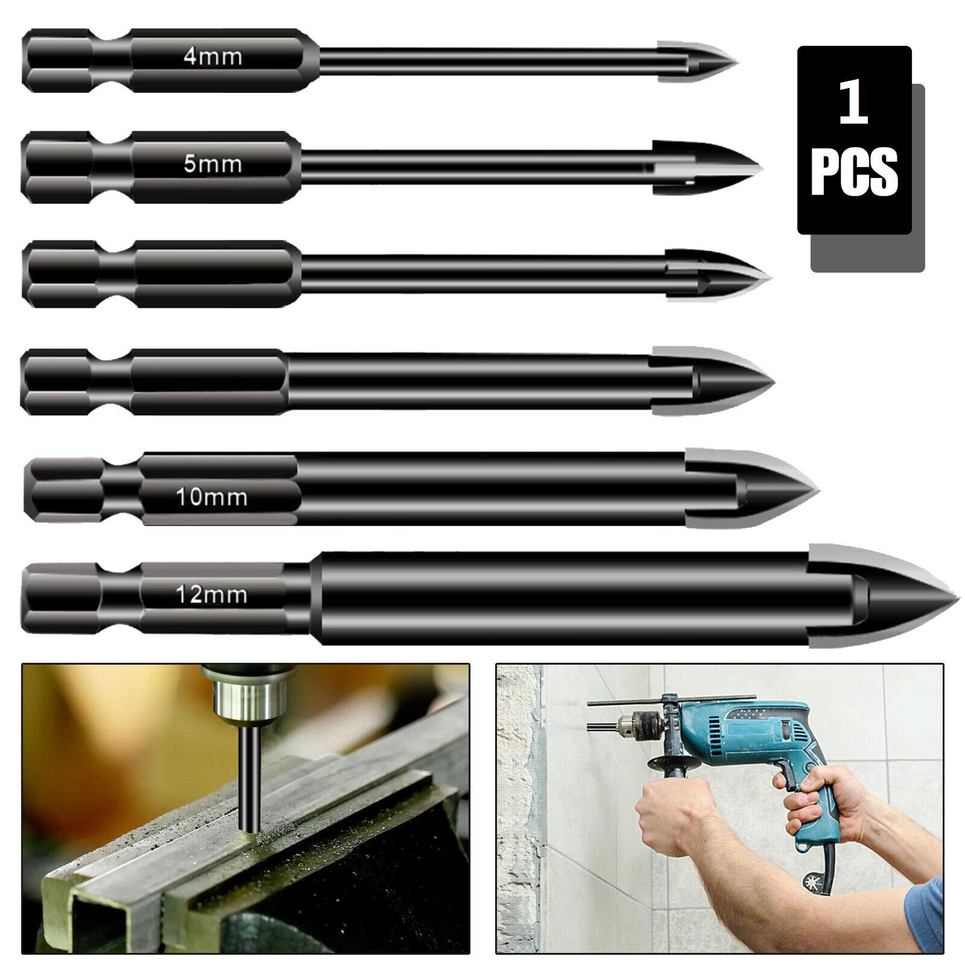 multi-purpose cross tip hex shank drill bit for tile glass ceramic and concrete