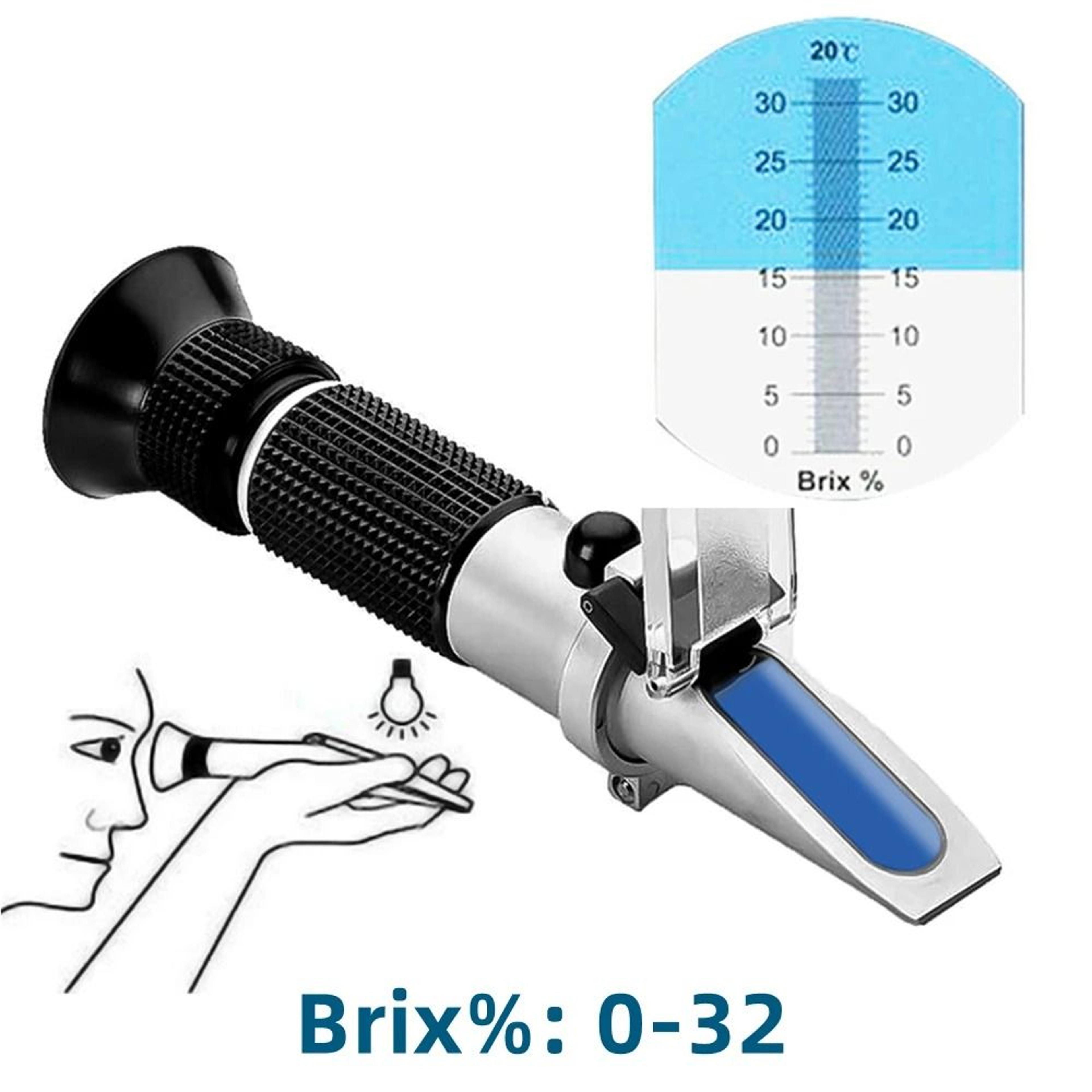 Handheld 032 Brix Refractometer ATC Sugar Concentration Tester For Fruit Juice And Grapes 6