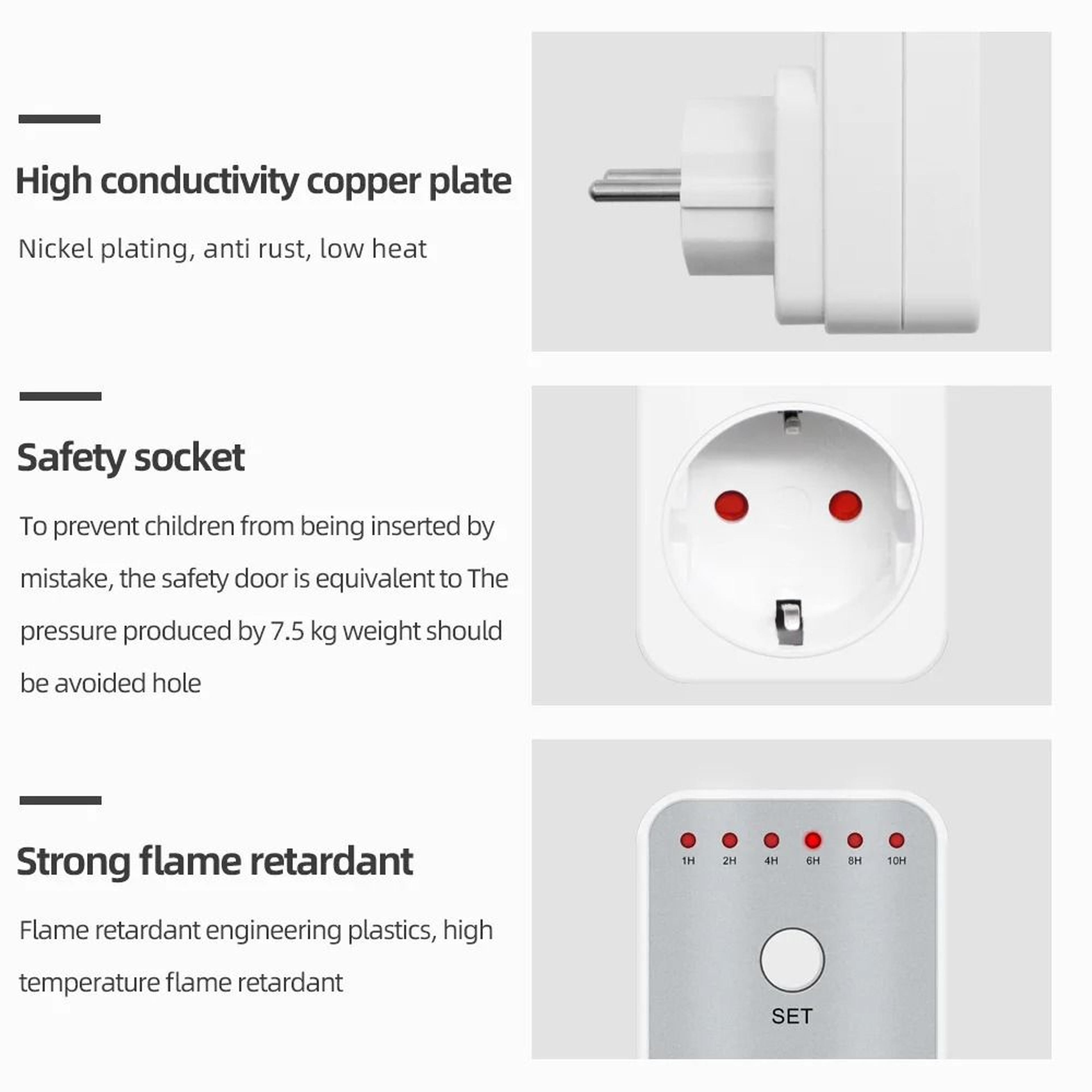 10Hour Electronic Countdown Timer Socket PlugIn Power Control Switch 4