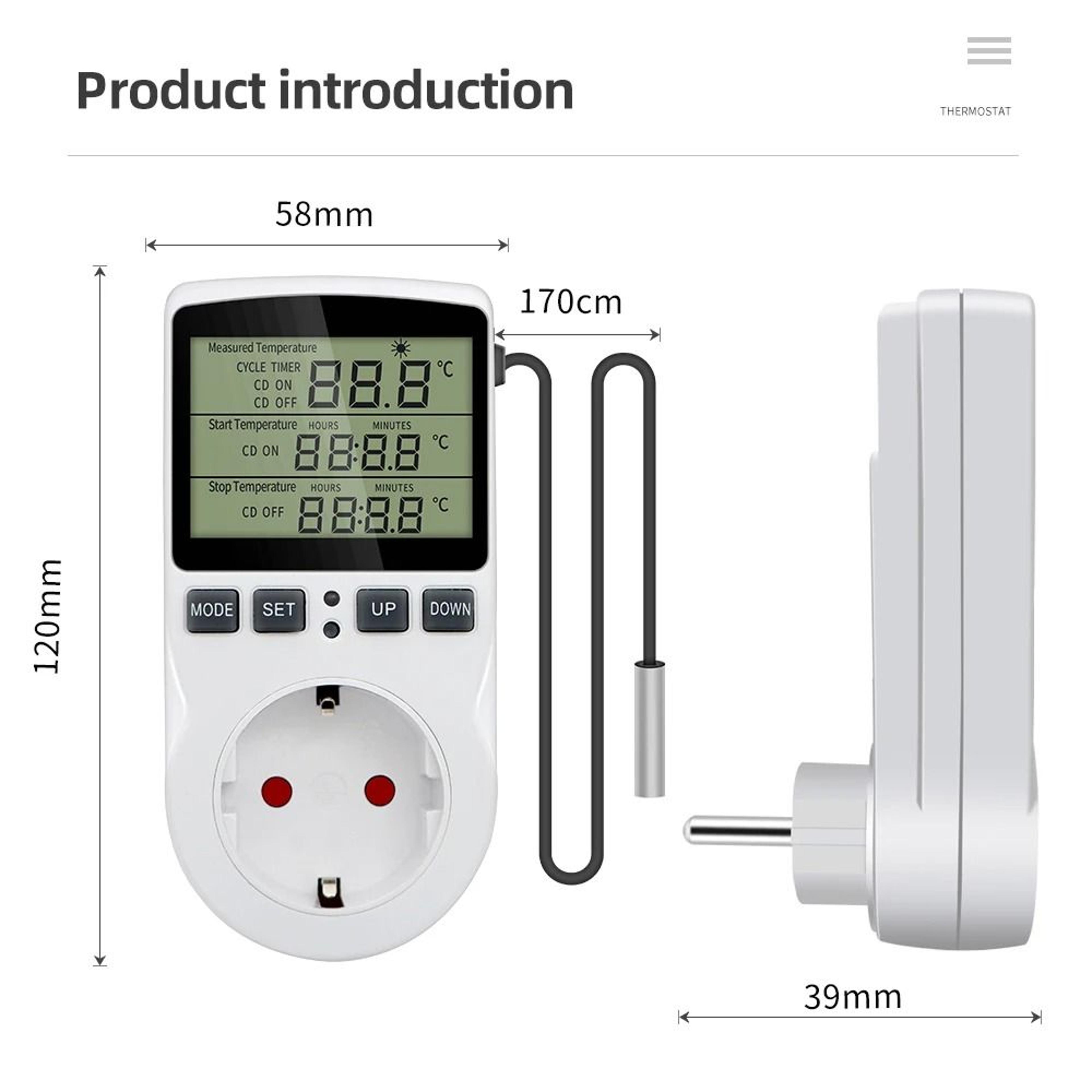 Digital Temperature Controller Socket US Plug 110V230V Heating Cooling Thermostat With Timer 3