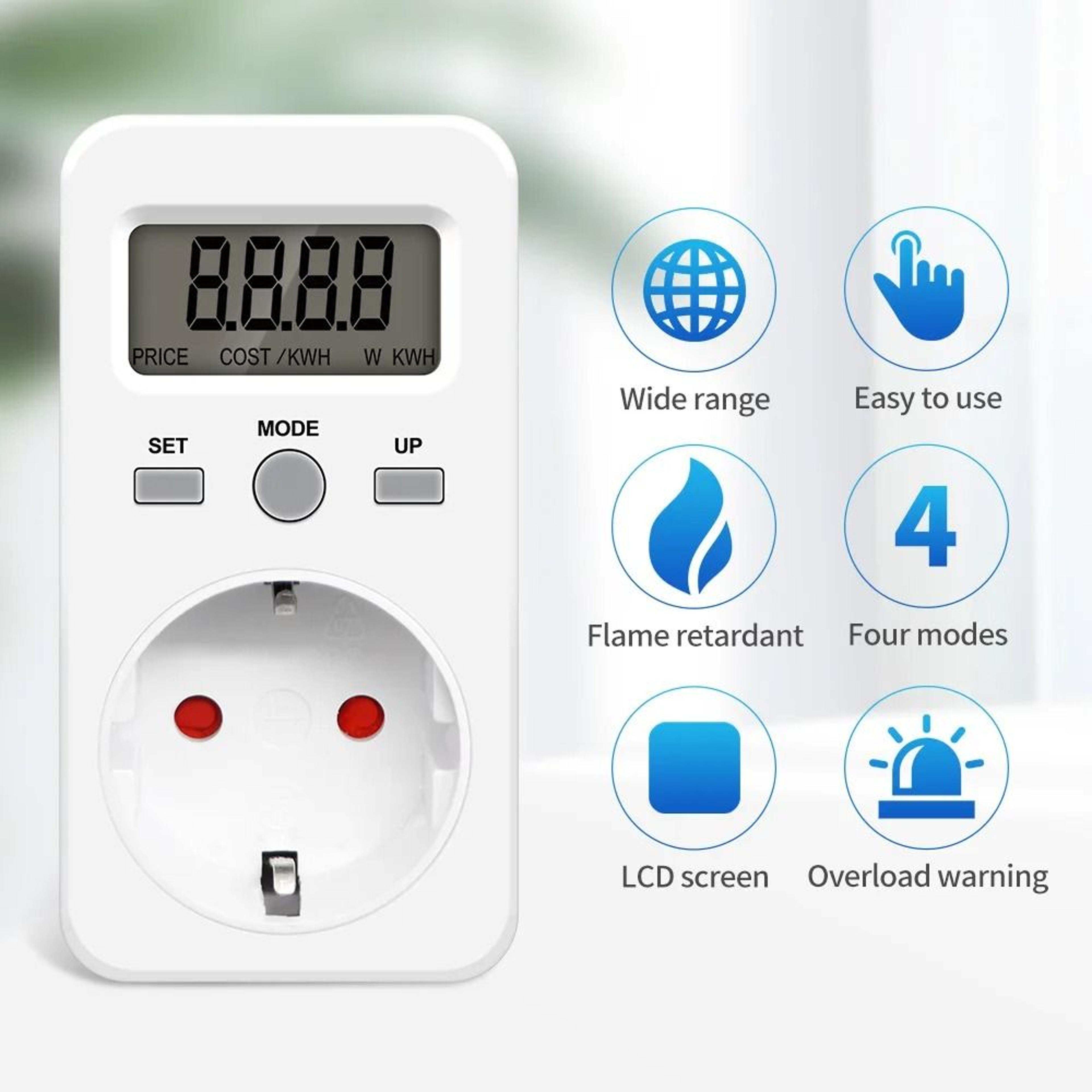 Digital LCD Energy Meter Wattmeter AC 230V 16A Power Consumption Monitor 5