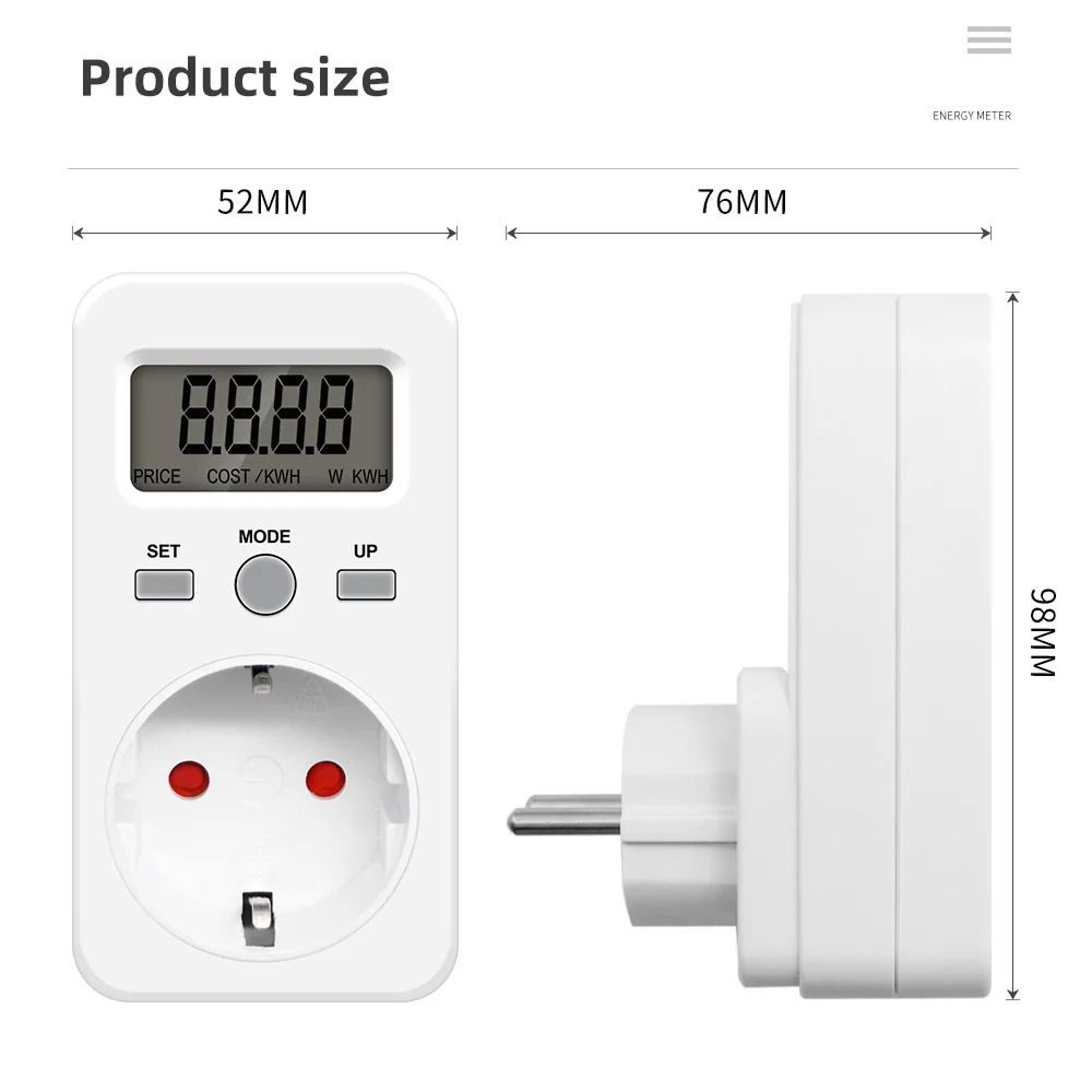 Digital LCD Energy Meter Wattmeter AC 230V 16A Power Consumption Monitor 4