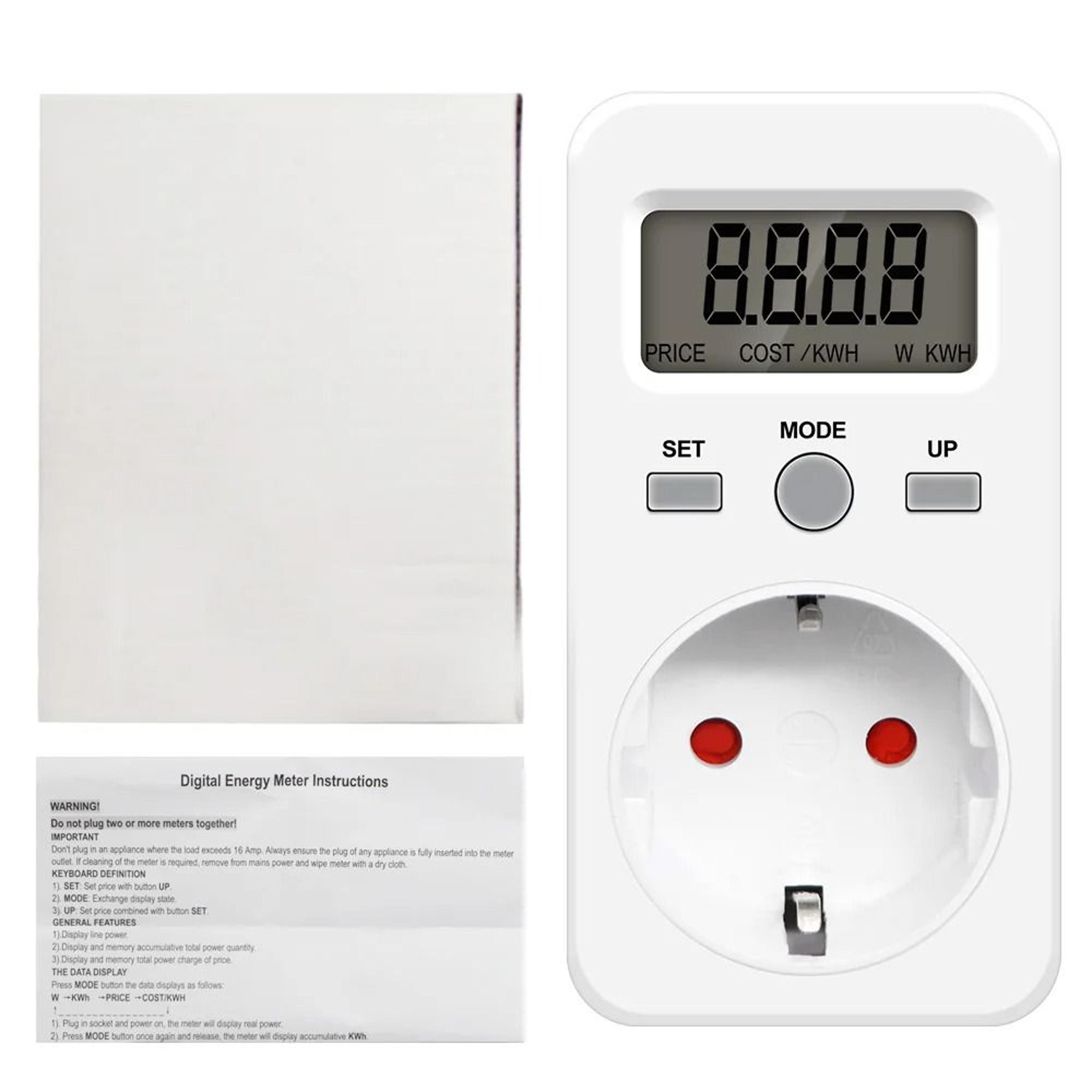 Digital LCD Energy Meter Wattmeter AC 230V 16A Power Consumption Monitor 3