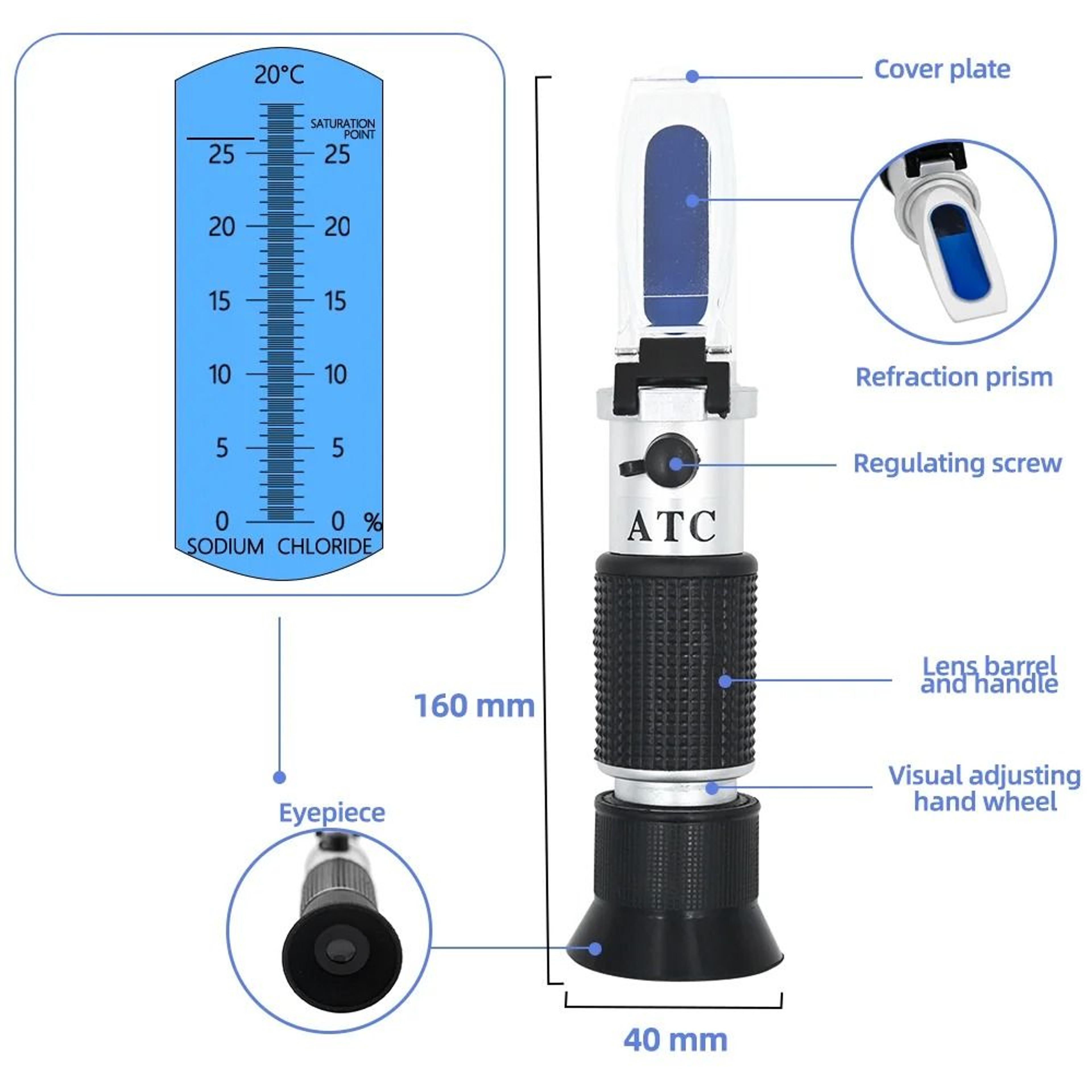 Seawater Refractometer ATC 028 Salinity Meter For Aquarium And Marine Water Testing 2