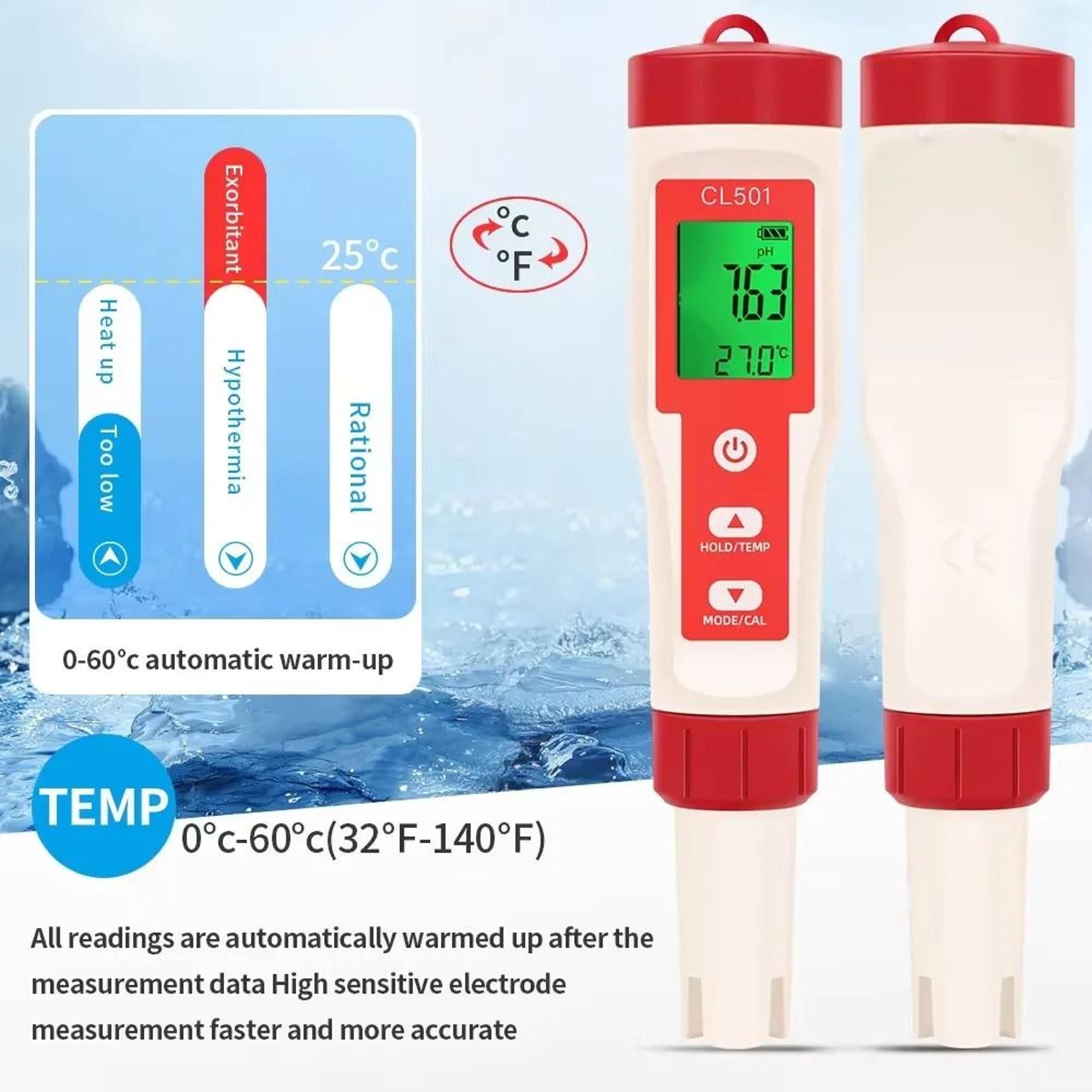 5in1 Digital Water Quality Tester PH Chlorine ORP Hydrogen And Temperature Meter 9
