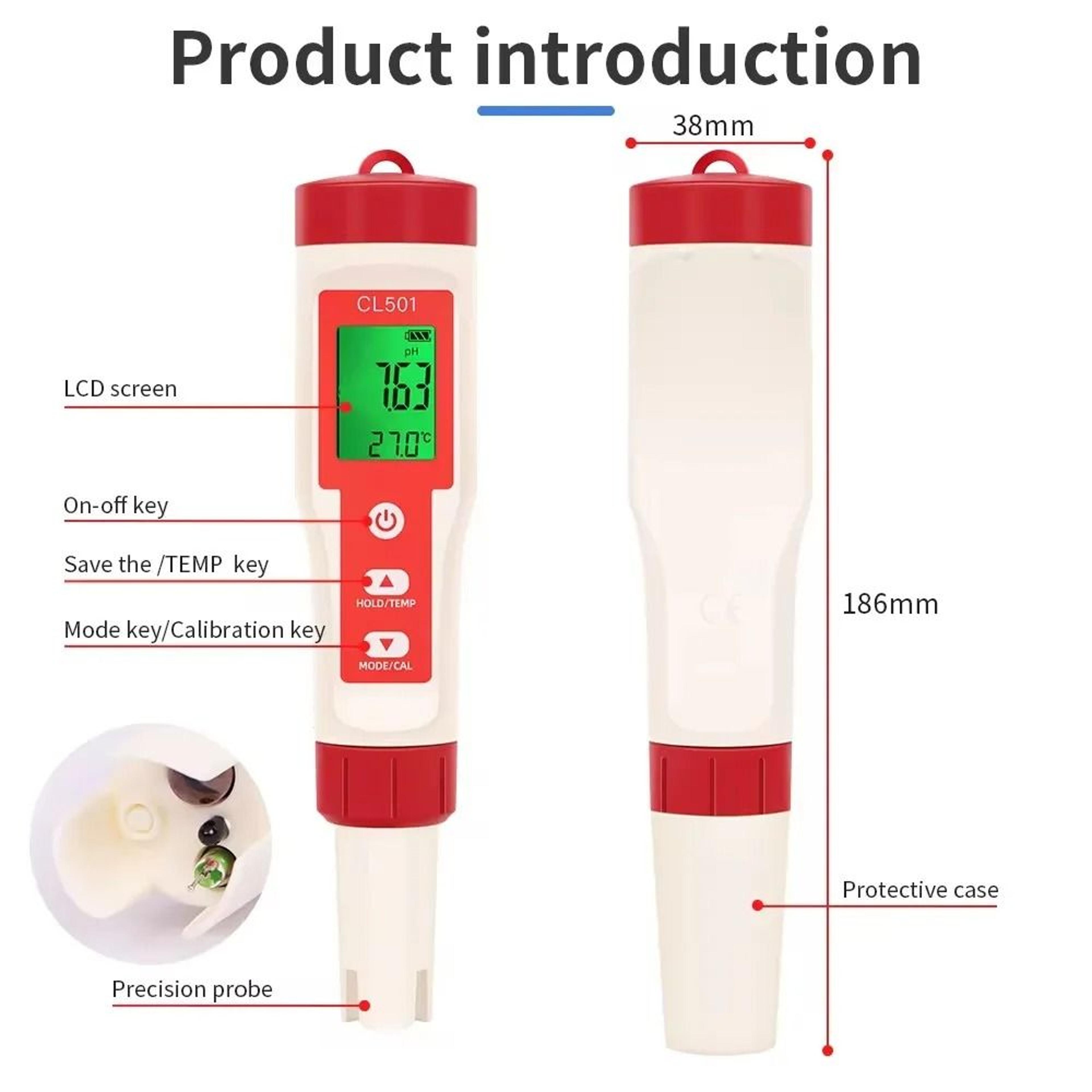 5in1 Digital Water Quality Tester PH Chlorine ORP Hydrogen And Temperature Meter 7