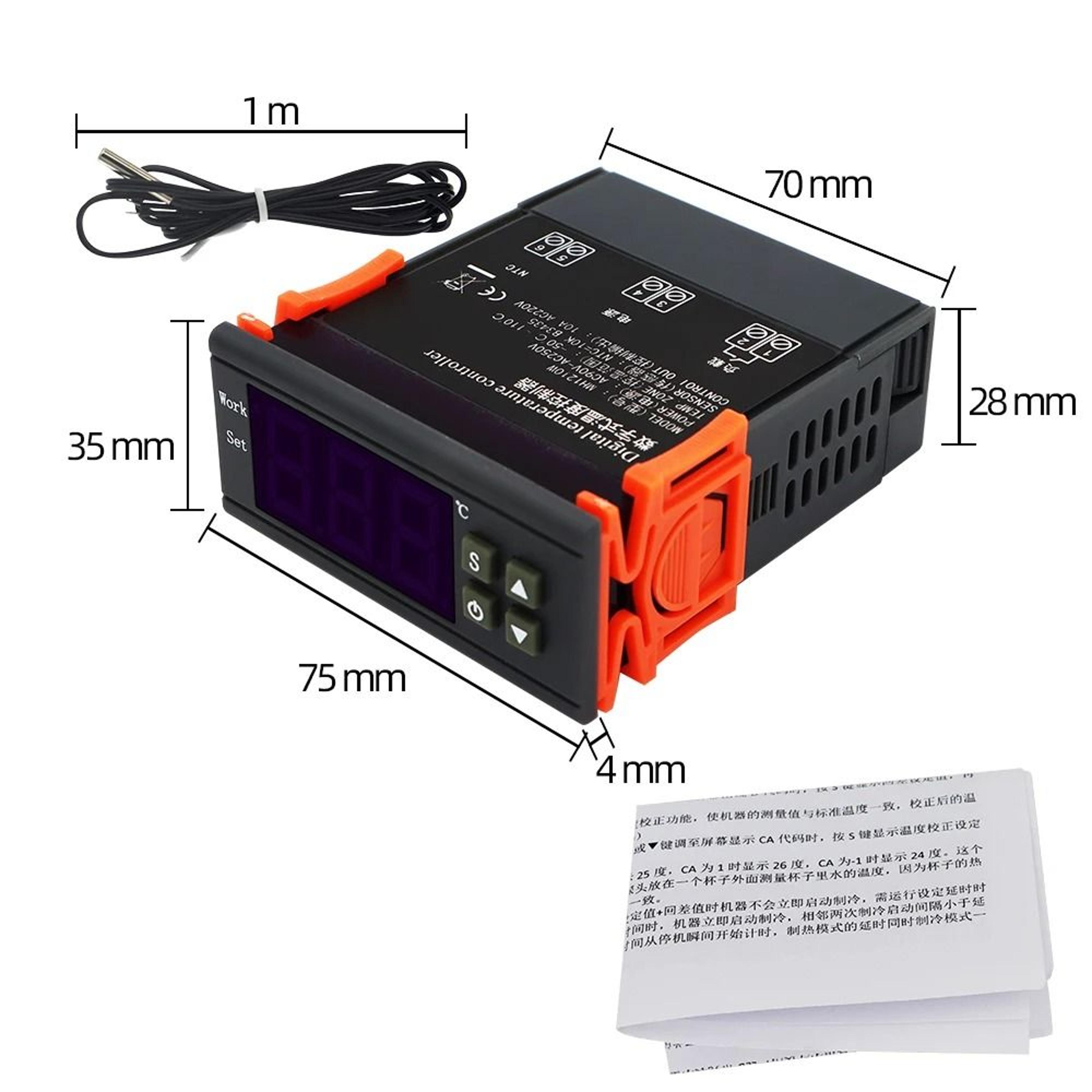 MH1210W Digital Temperature Controller Thermostat With NTC Sensor For Incubators 4