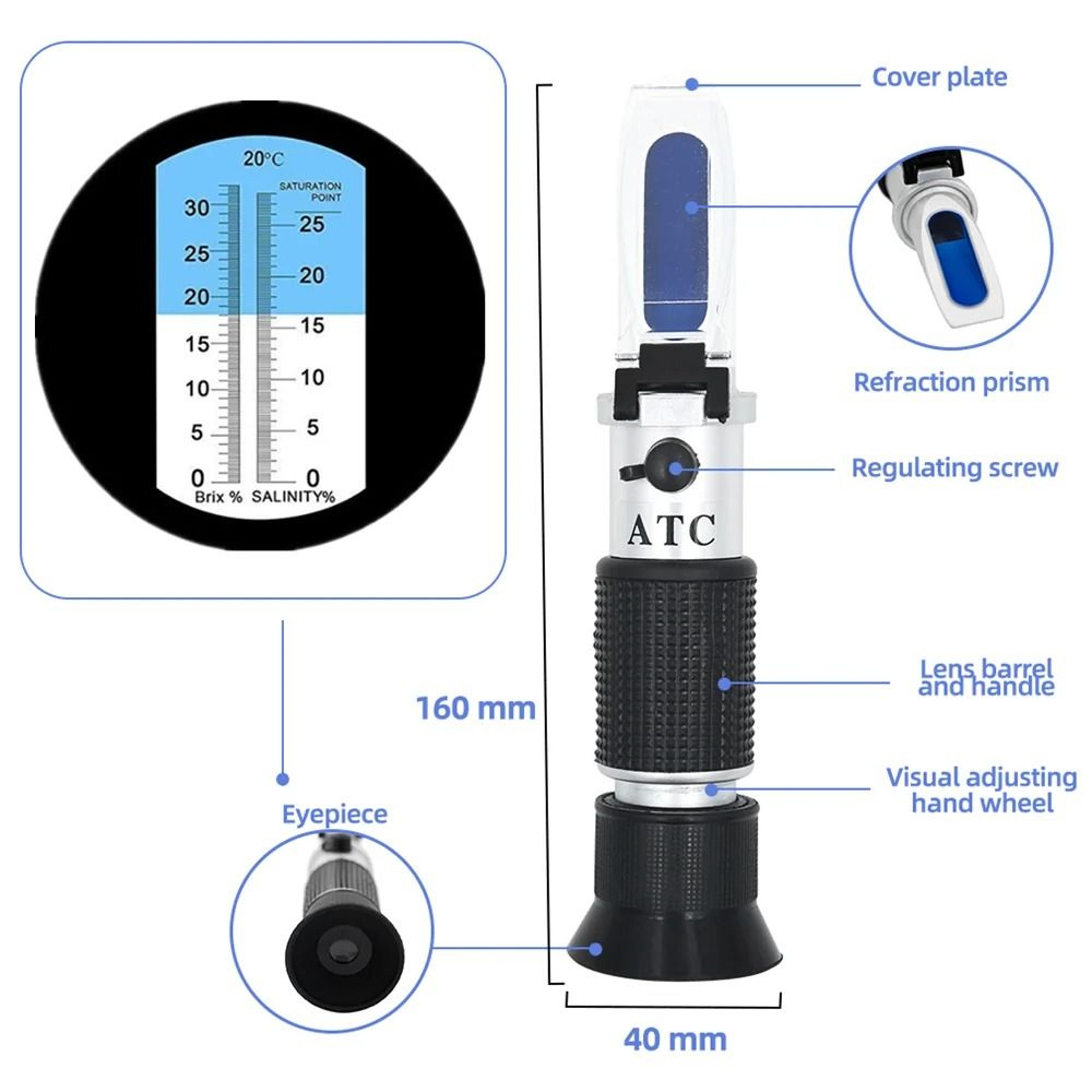 2in1 Brix And Salinity Refractometer ATC Sugar And Salt Concentration Tester 3