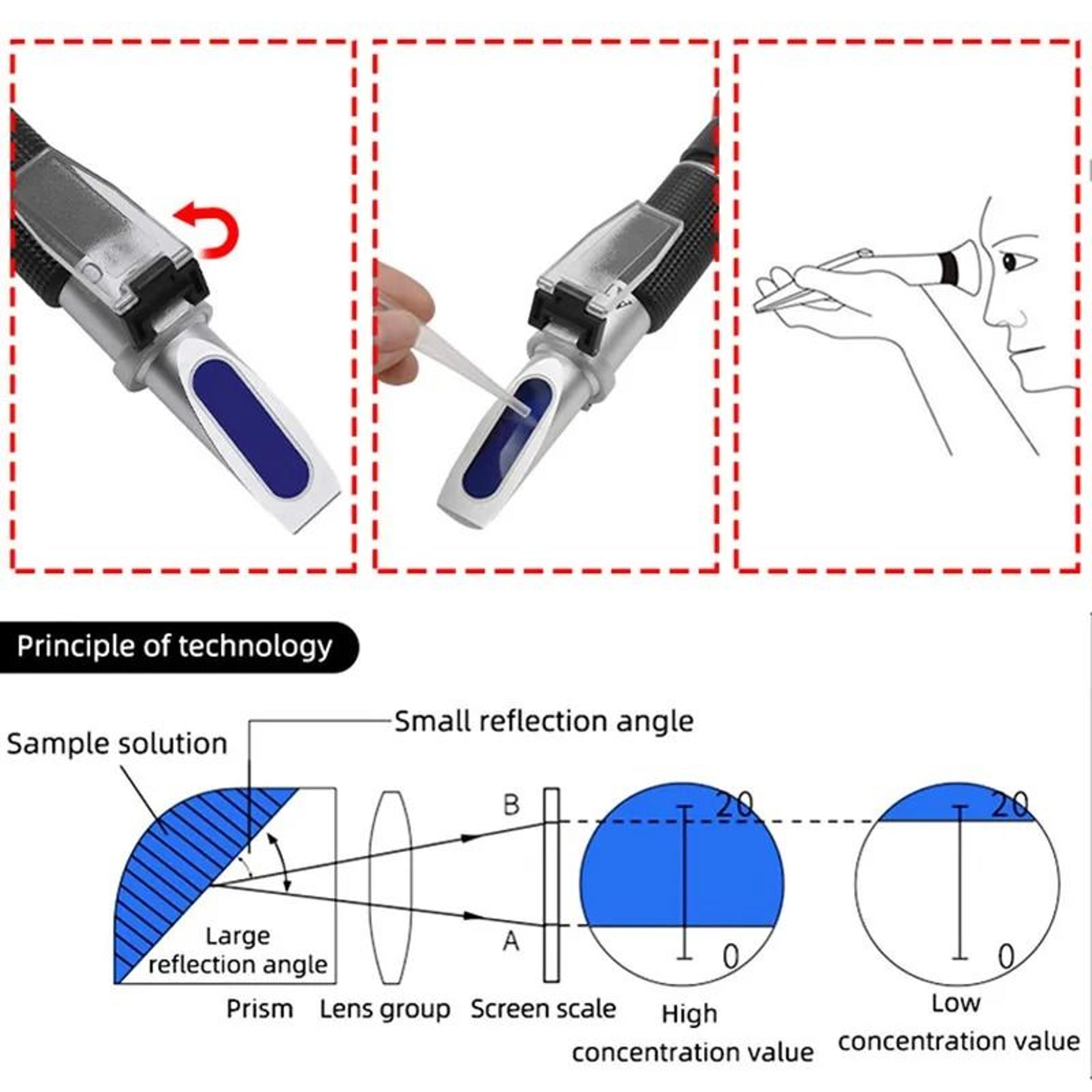 Handheld Brix Refractometer Sugar Concentration Tester For Honey And Wine 11
