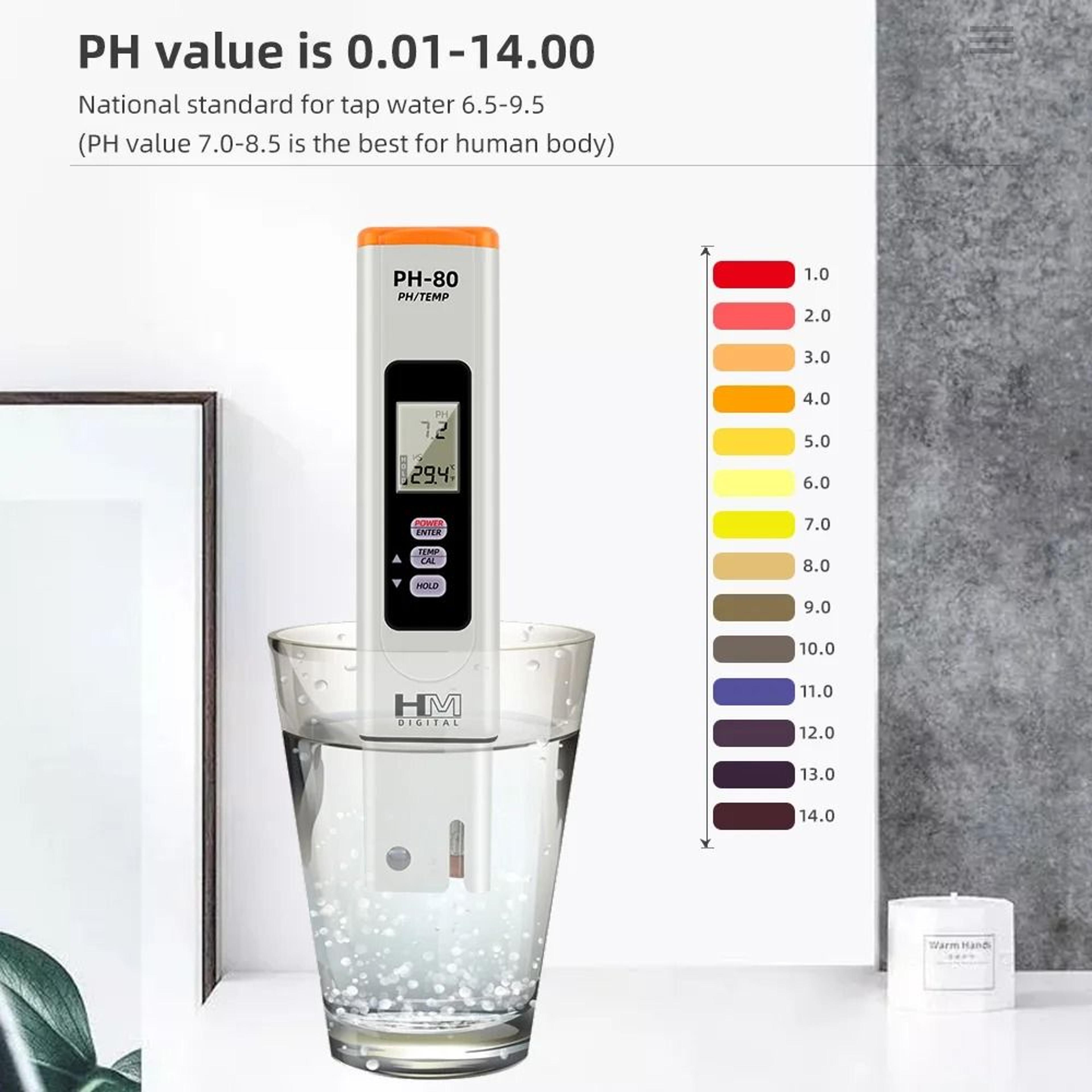 PH80 Digital PH And Temperature Meter WaterResistant Tester With Automatic Calibration 5