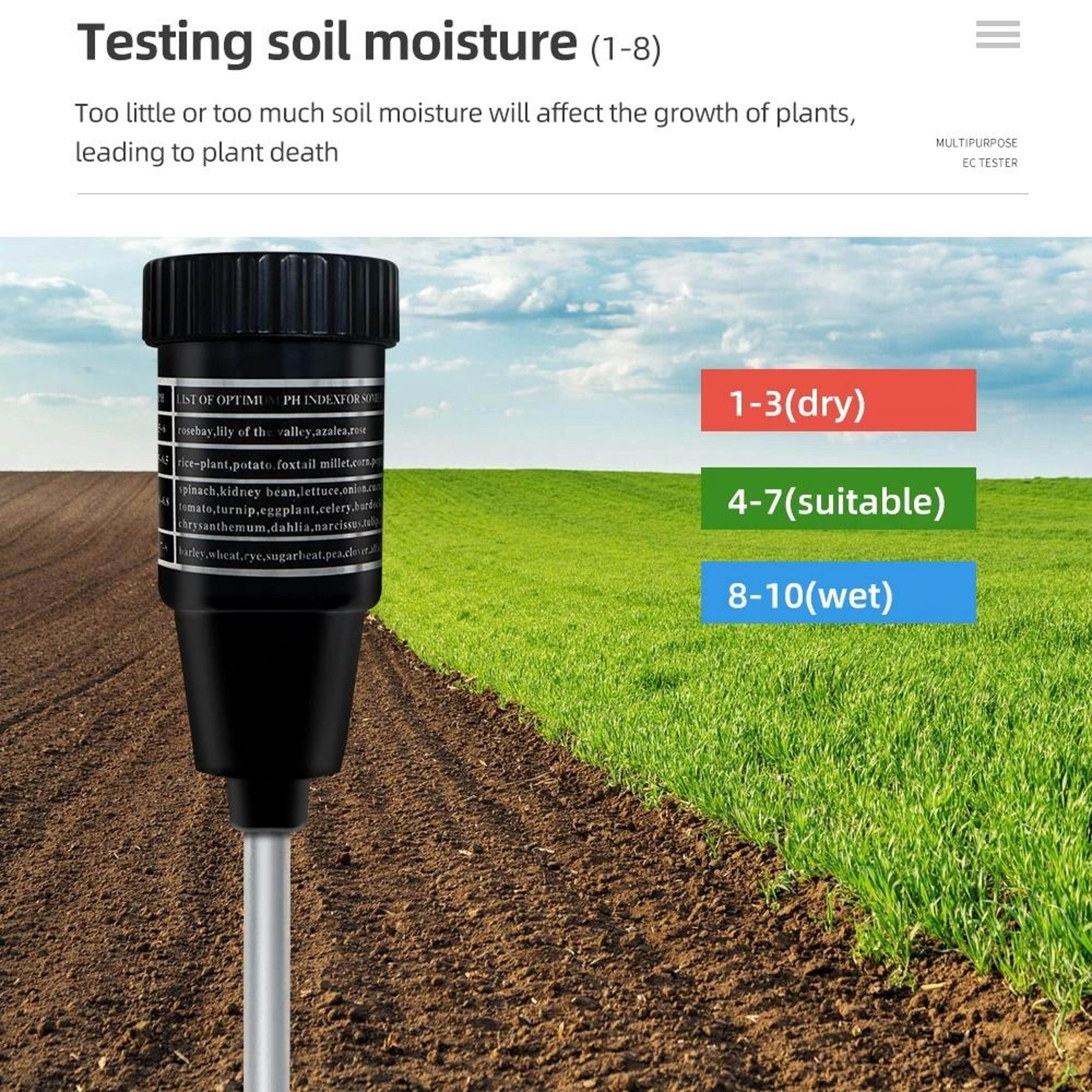 Handheld Soil PH And Moisture Meter With 295mm Waterproof Metal Probe 1