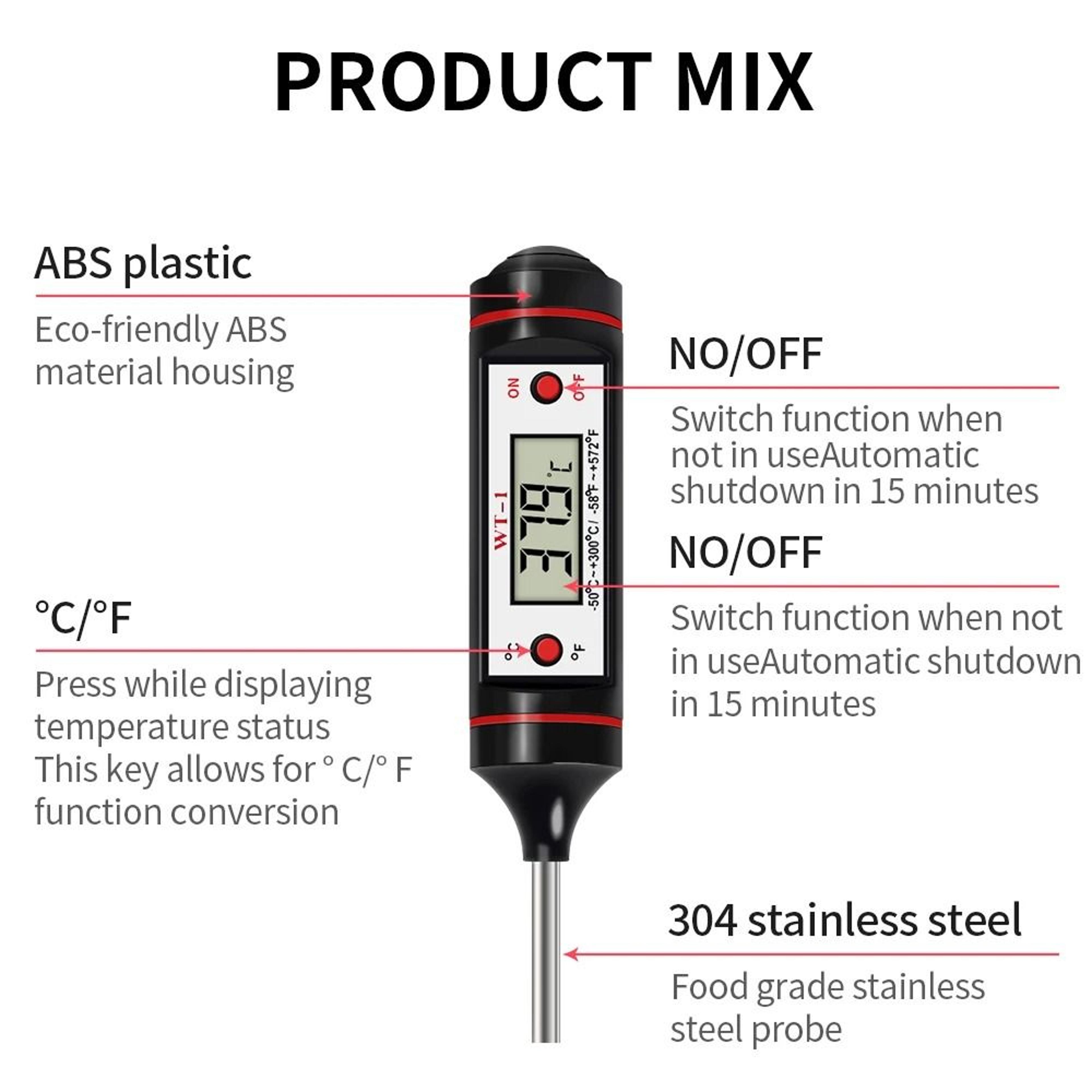Digital Kitchen Food Thermometer With Stainless Steel Probe For Meat BBQ And Cooking 2