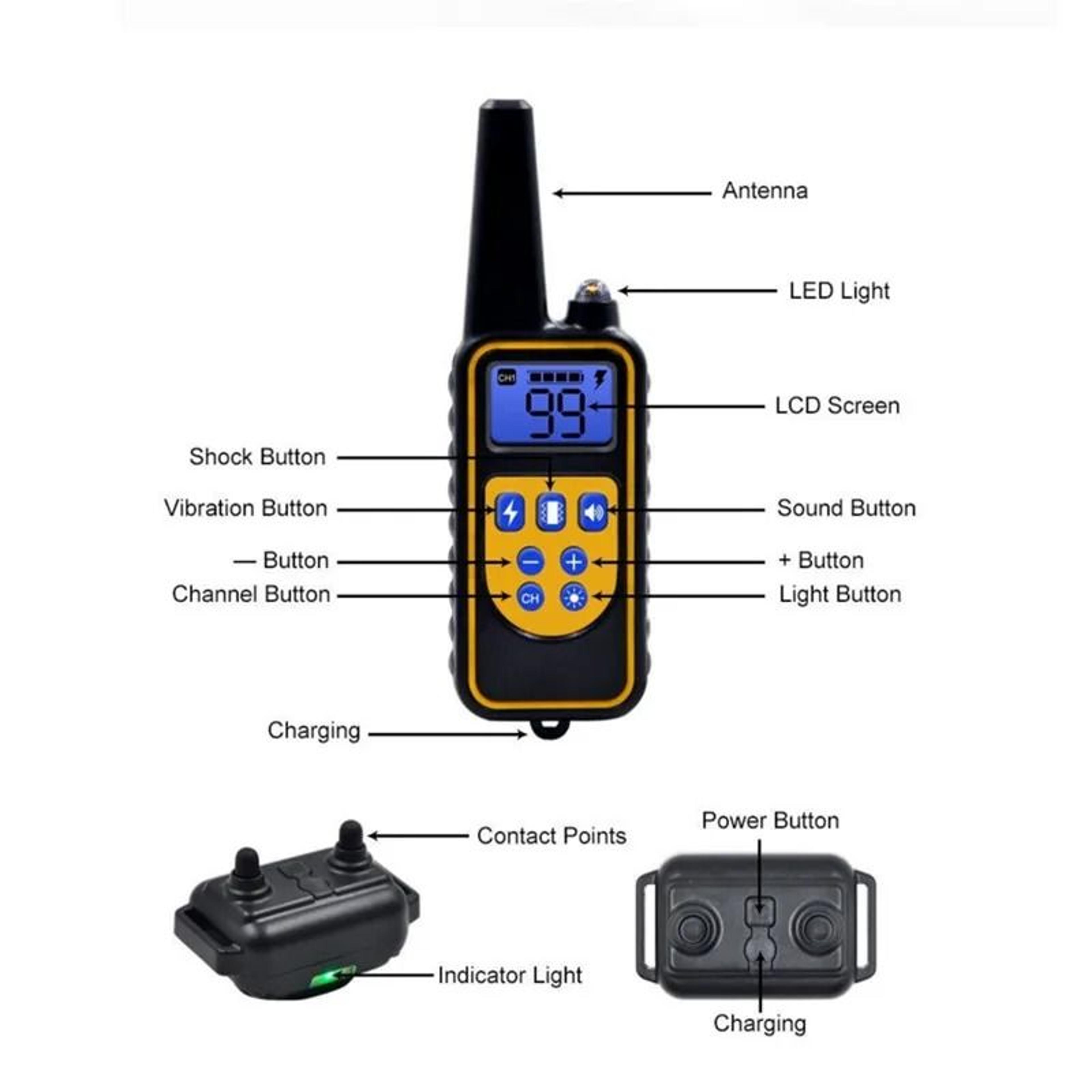 800m Waterproof Rechargeable Dog Training Collar With Remote Control 11