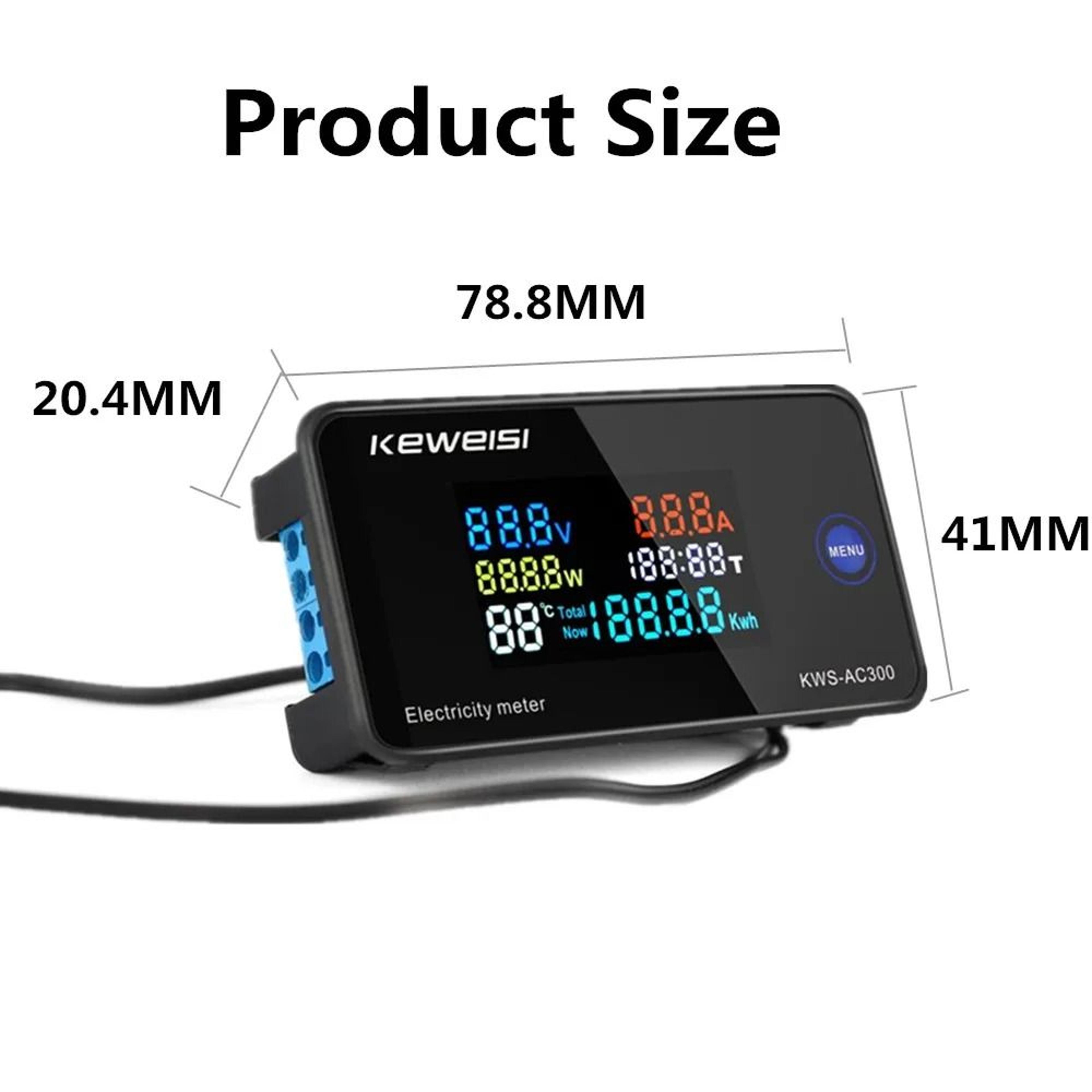 KWSAC300 Digital AC Voltmeter Ammeter 50300V 100A Power Energy Meter 3