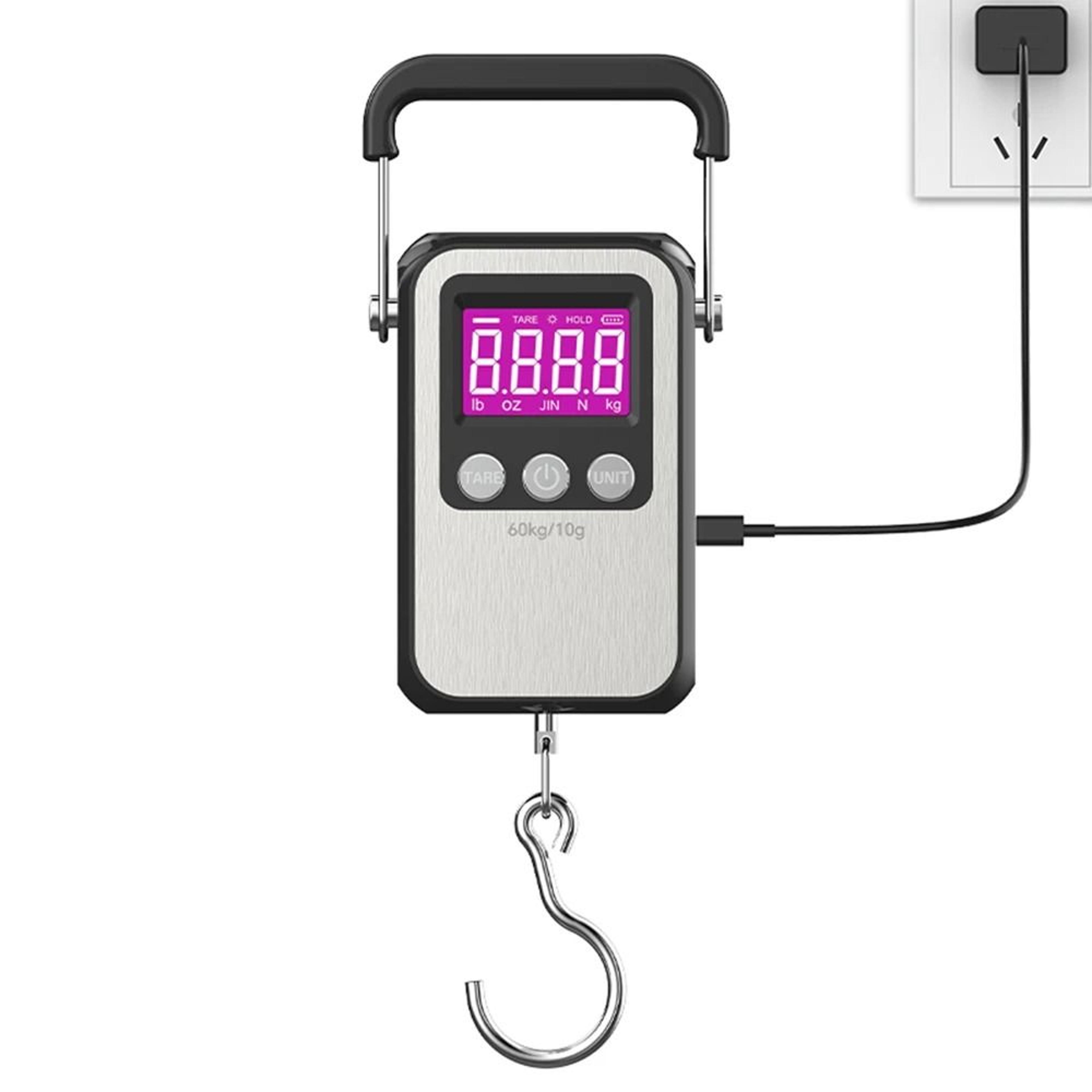 60kg Rechargeable Digital Hanging Scale LCD Luggage And Fishing Weight Meter 1