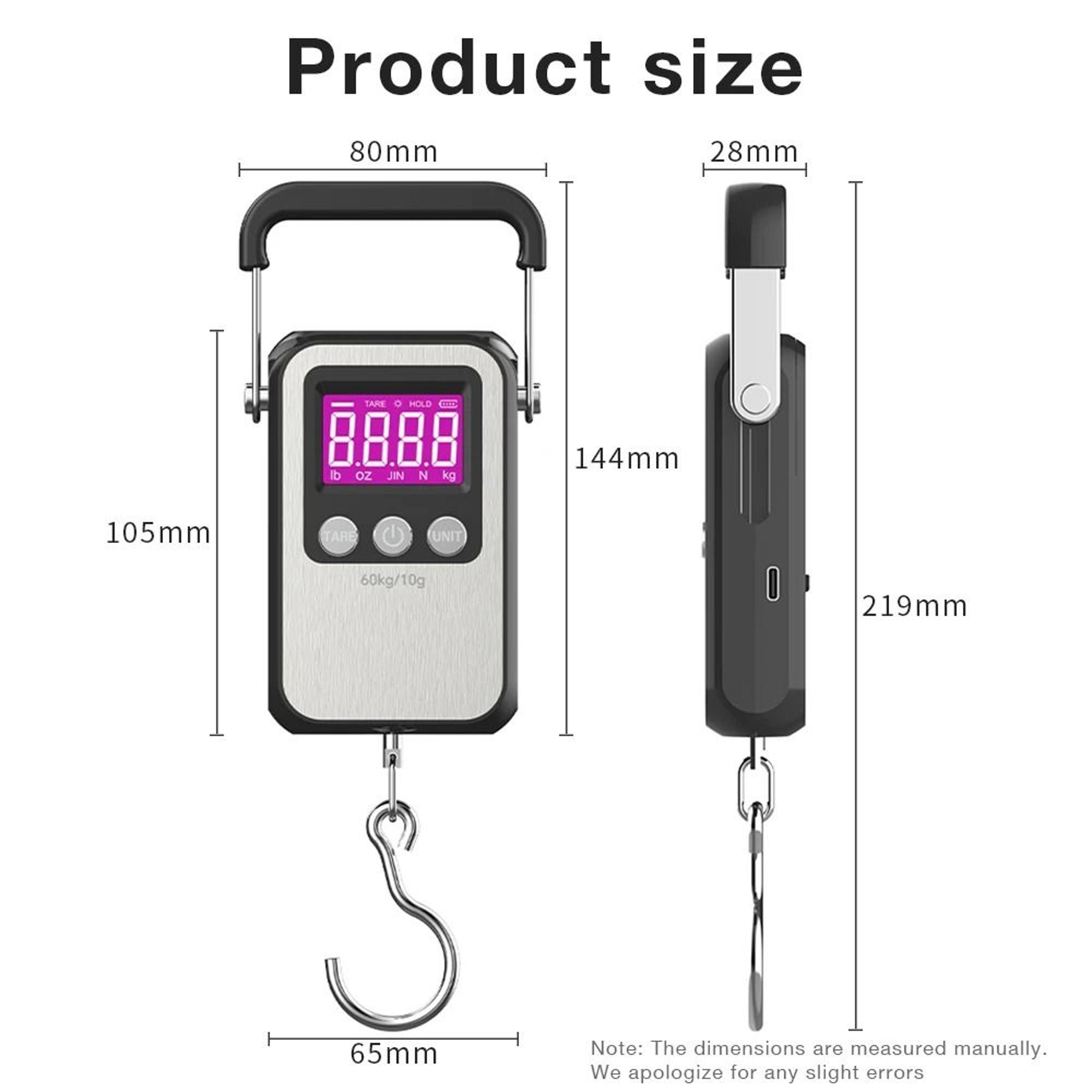 60kg Rechargeable Digital Hanging Scale LCD Luggage And Fishing Weight Meter 2