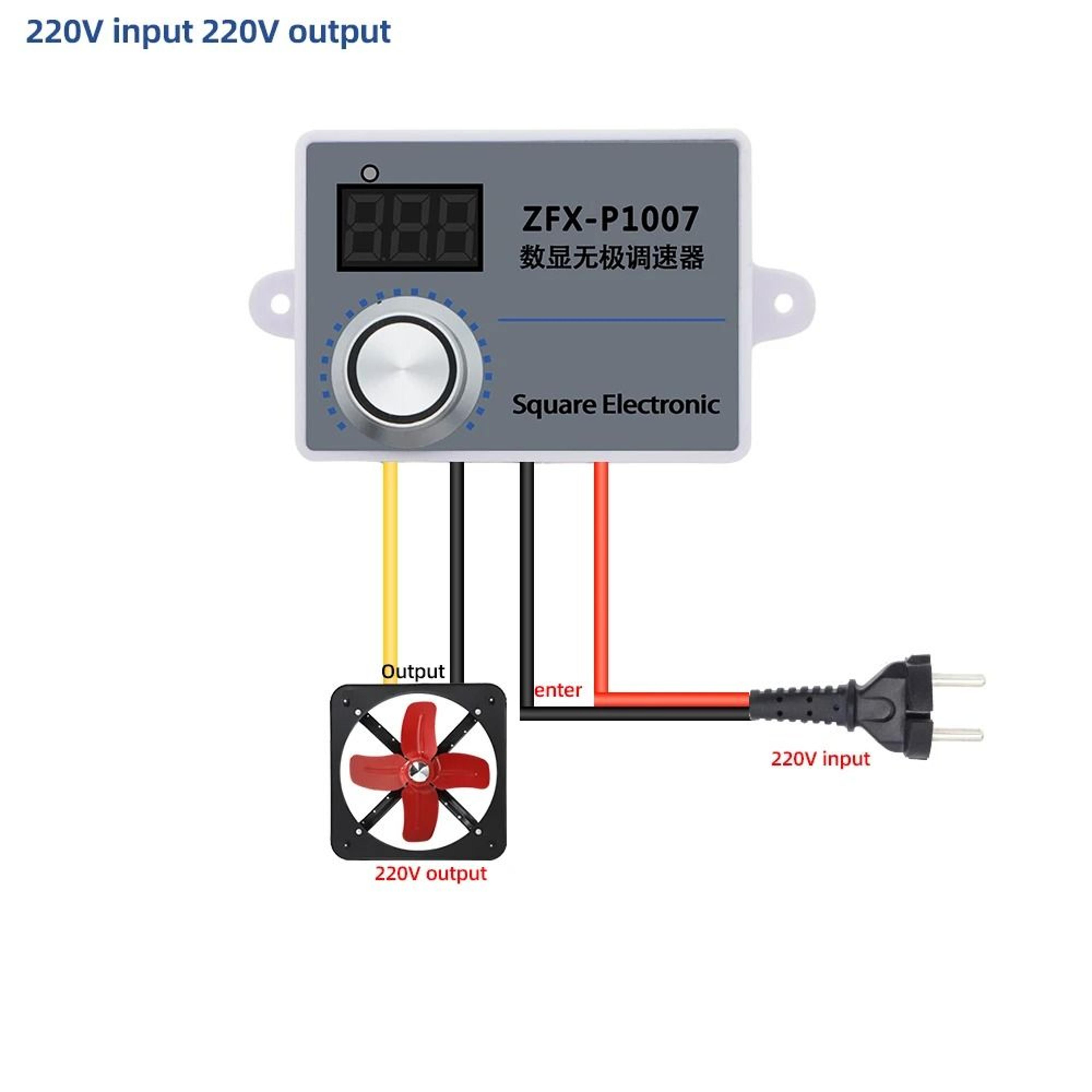 ZFXP1007 Waterproof Digital Motor Speed Controller 500W 220V Stepless Regulator 1