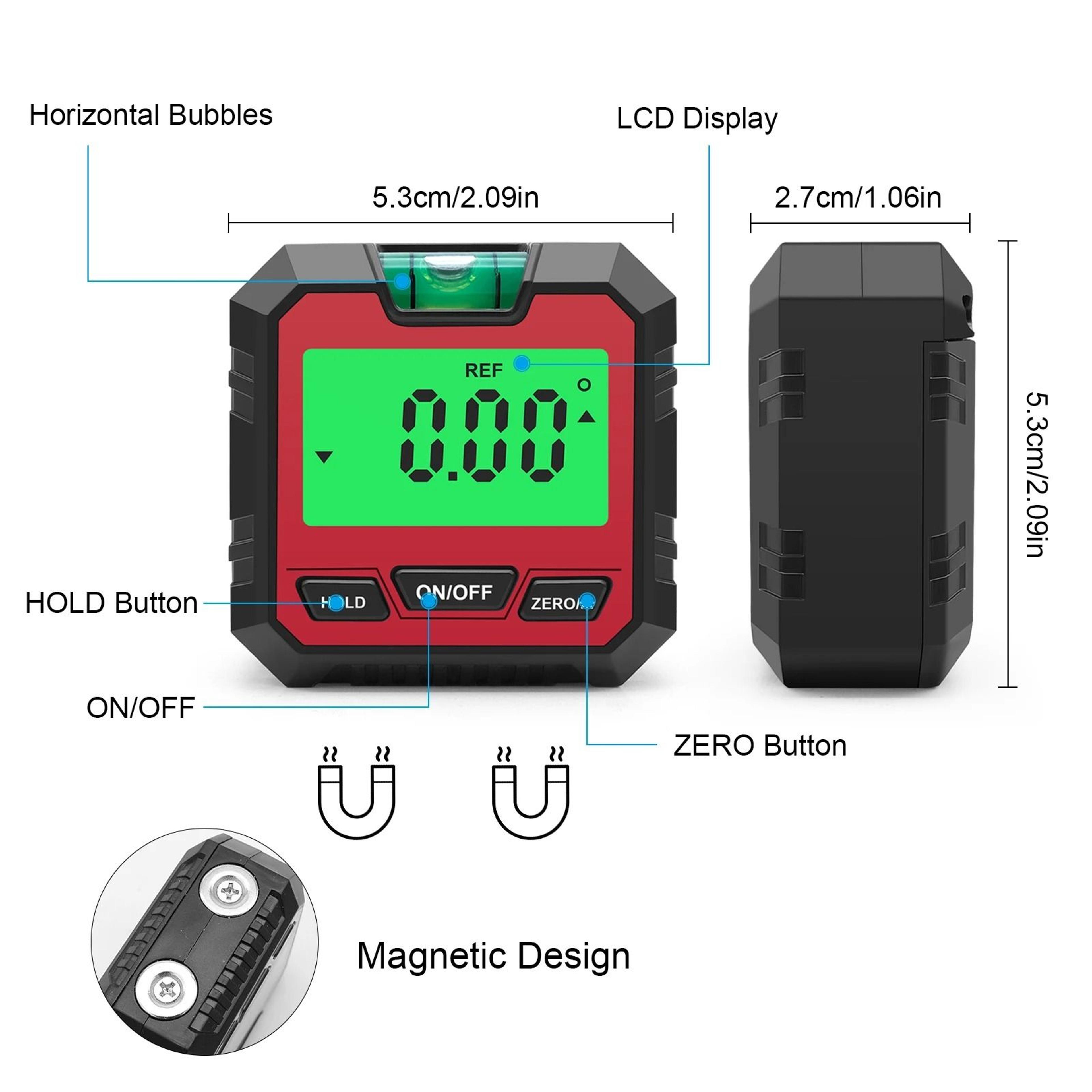 360 Digital Magnetic Protractor Inclinometer With Backlit Angle Finder 8